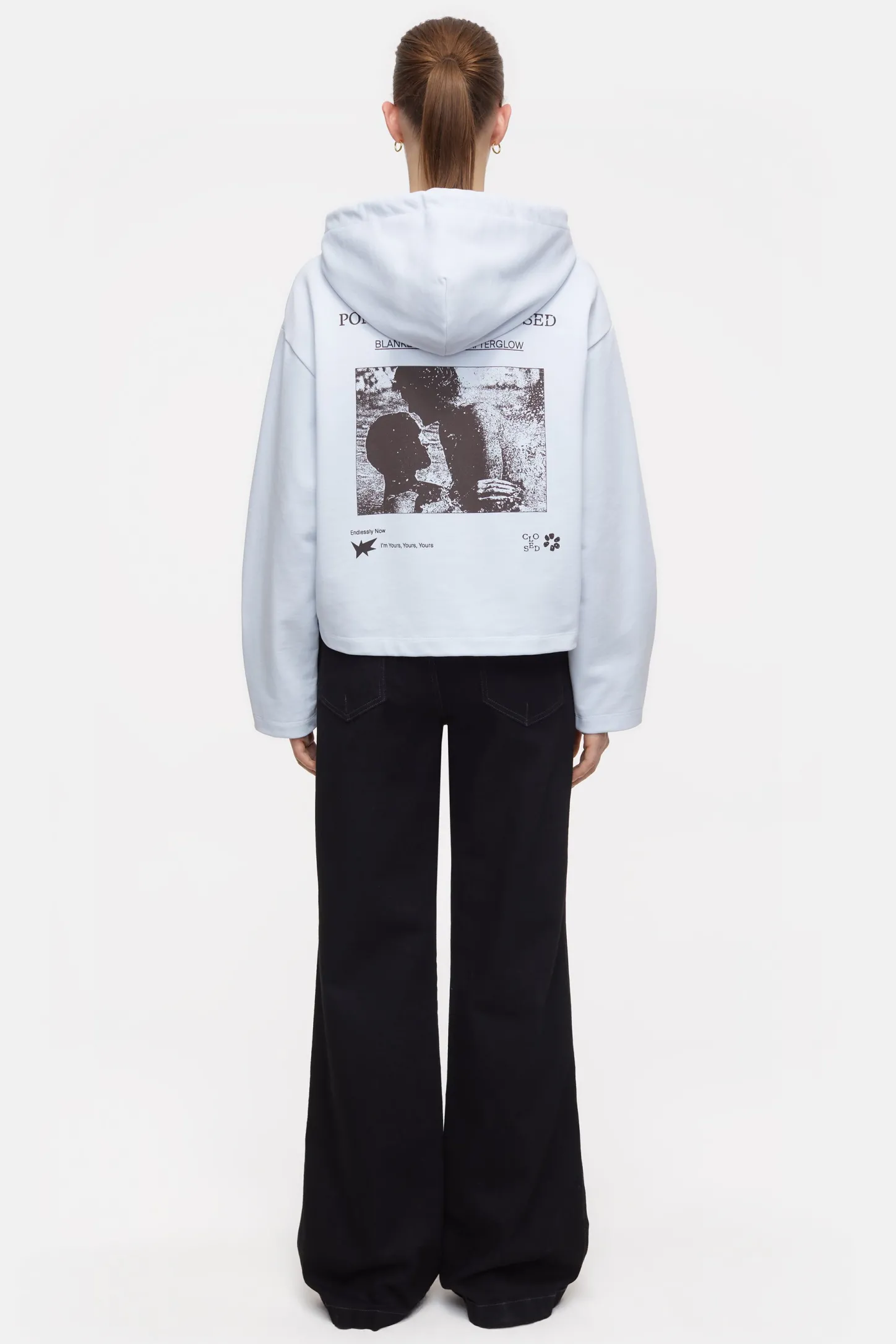 CLOSED Sweatshirts>Bijgesneden Hoodie Met Print Zacht Blauw