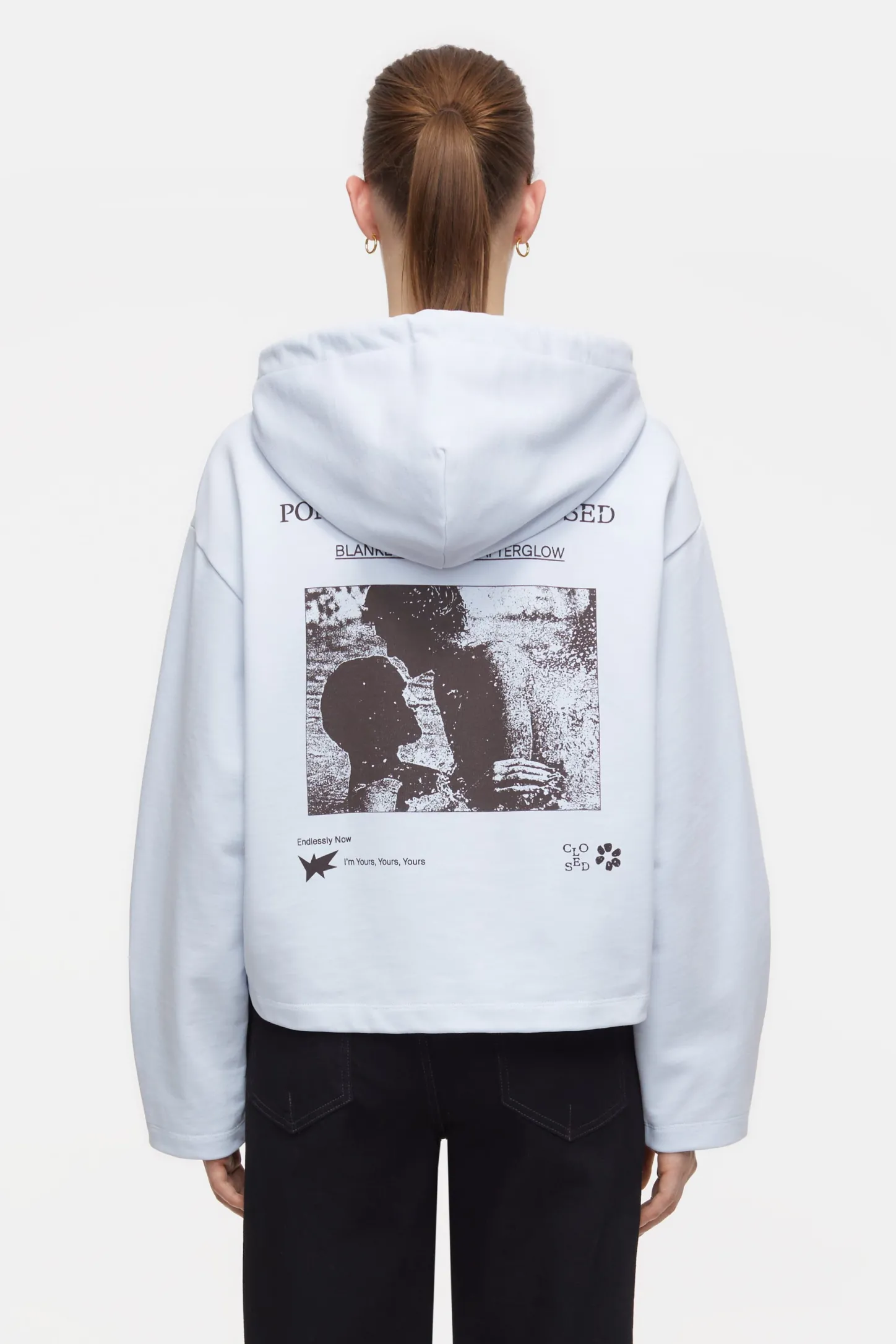 CLOSED Sweatshirts>Bijgesneden Hoodie Met Print Zacht Blauw
