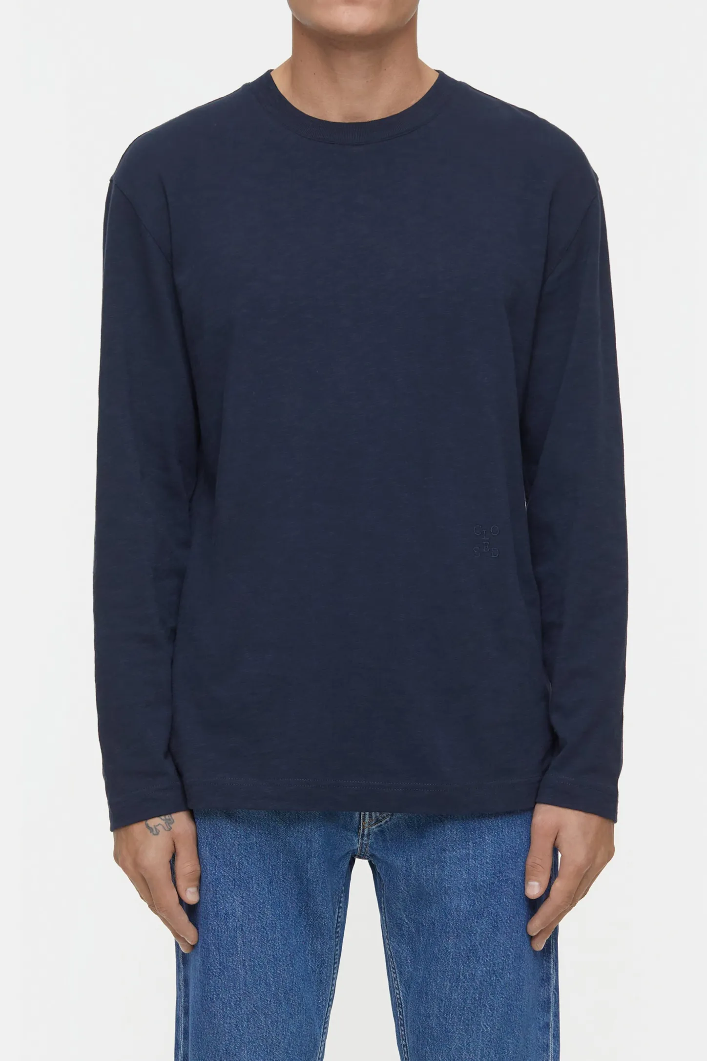 CLOSED T-Shirts>Biologische Katoenen Lange Mouwen Donkere Nacht