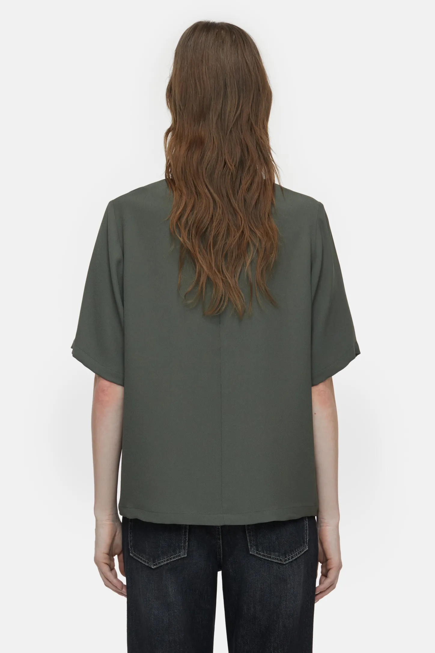 CLOSED Overhemden En Blouses>Crepeoverhemd Groen Onkruid