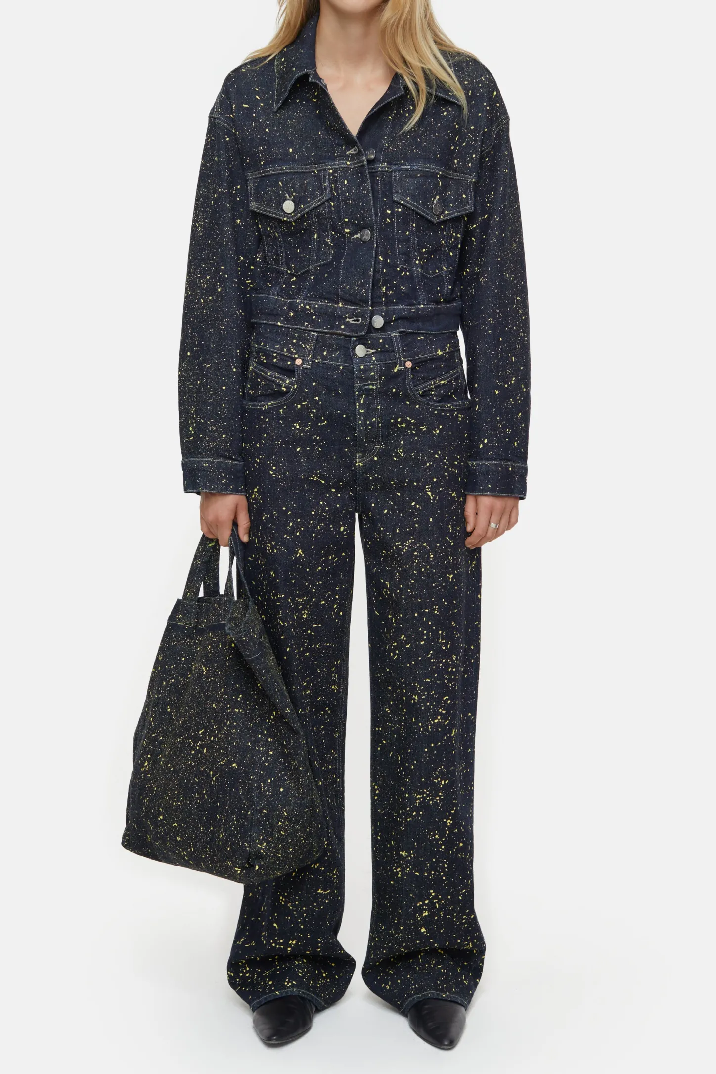 CLOSED Jassen En Jassen>Denim Jack Met Kleurspattenafwerking Primair Geel