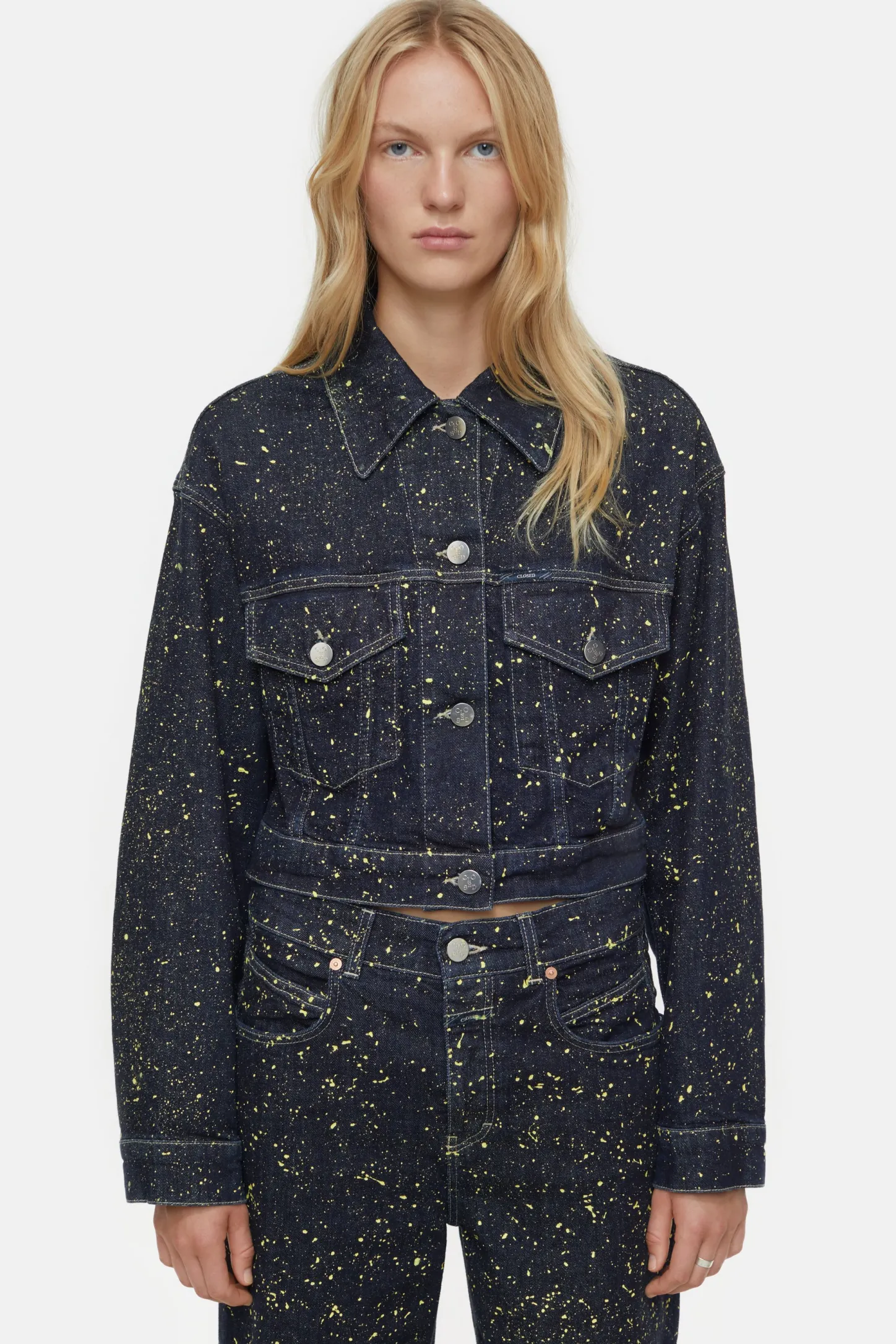 CLOSED Jassen En Jassen>Denim Jack Met Kleurspattenafwerking Primair Geel