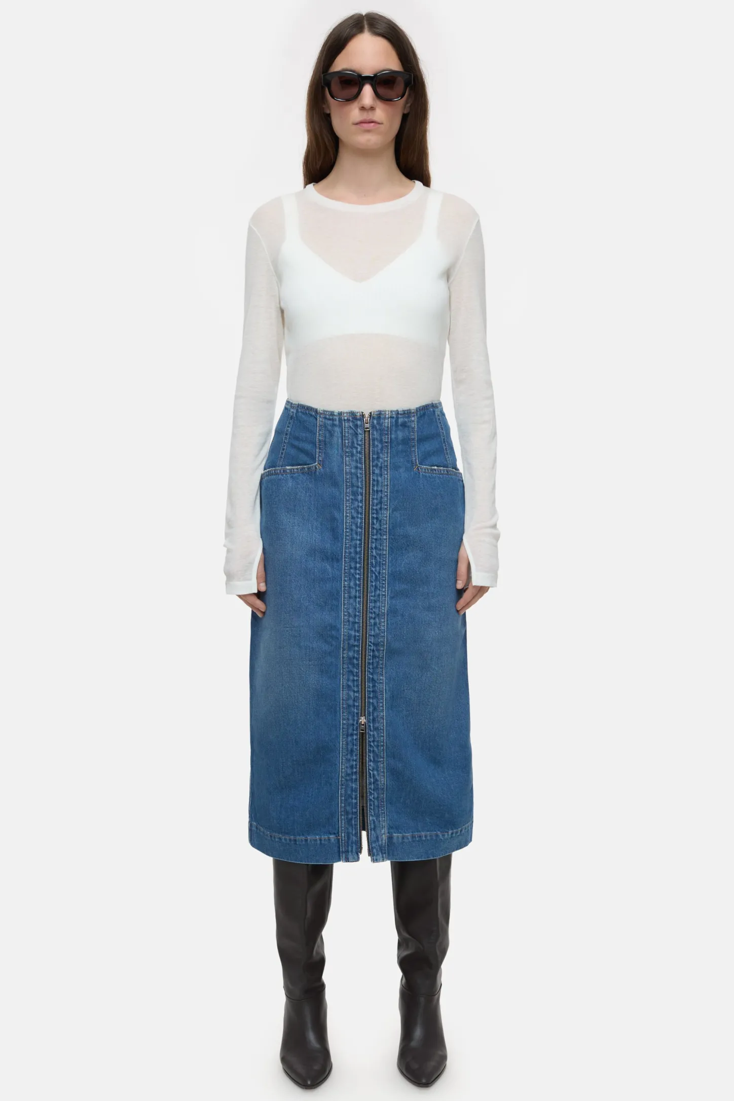 CLOSED Rokken>Denim Kokerrok Midden Blauw