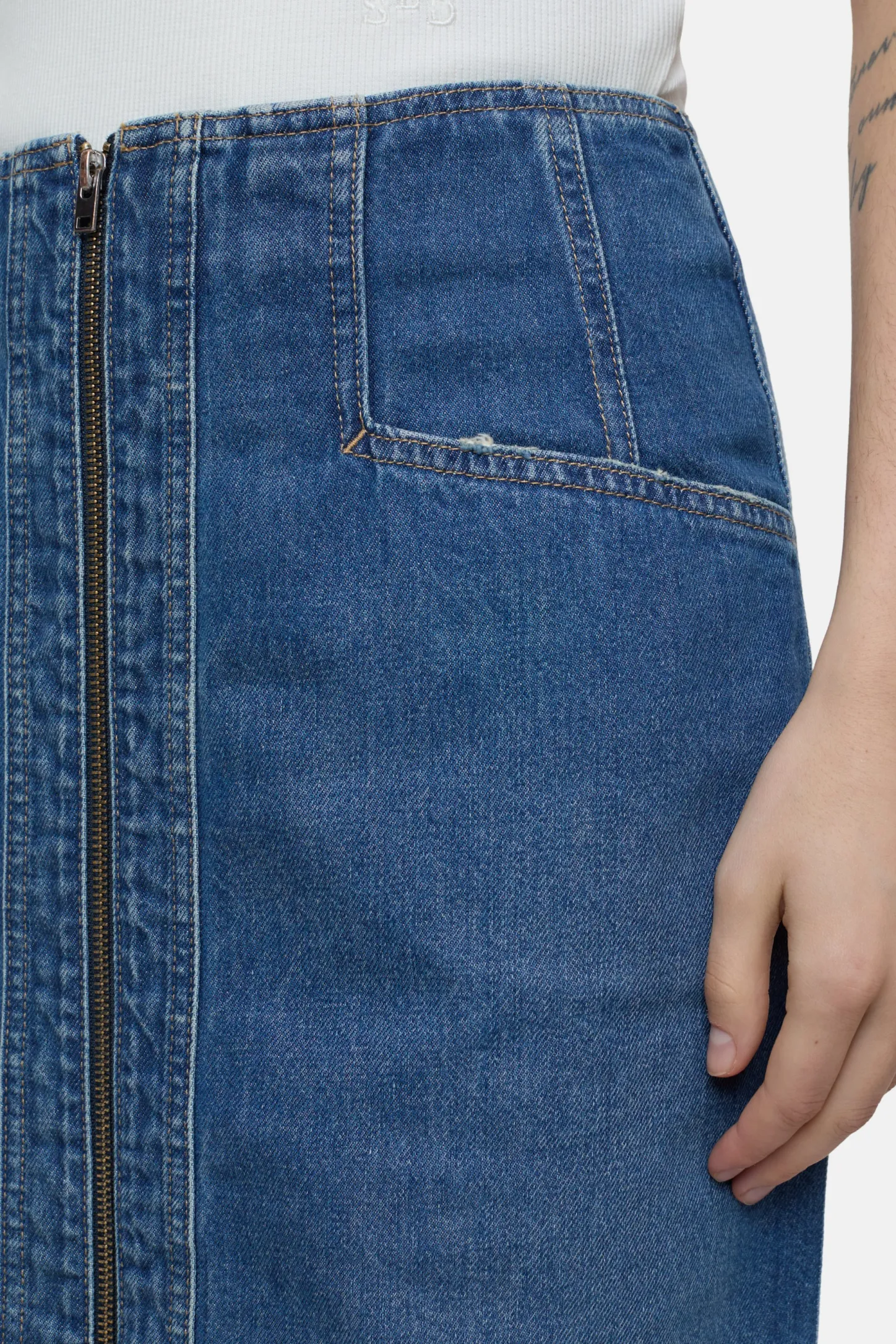CLOSED Rokken>Denim Kokerrok Midden Blauw