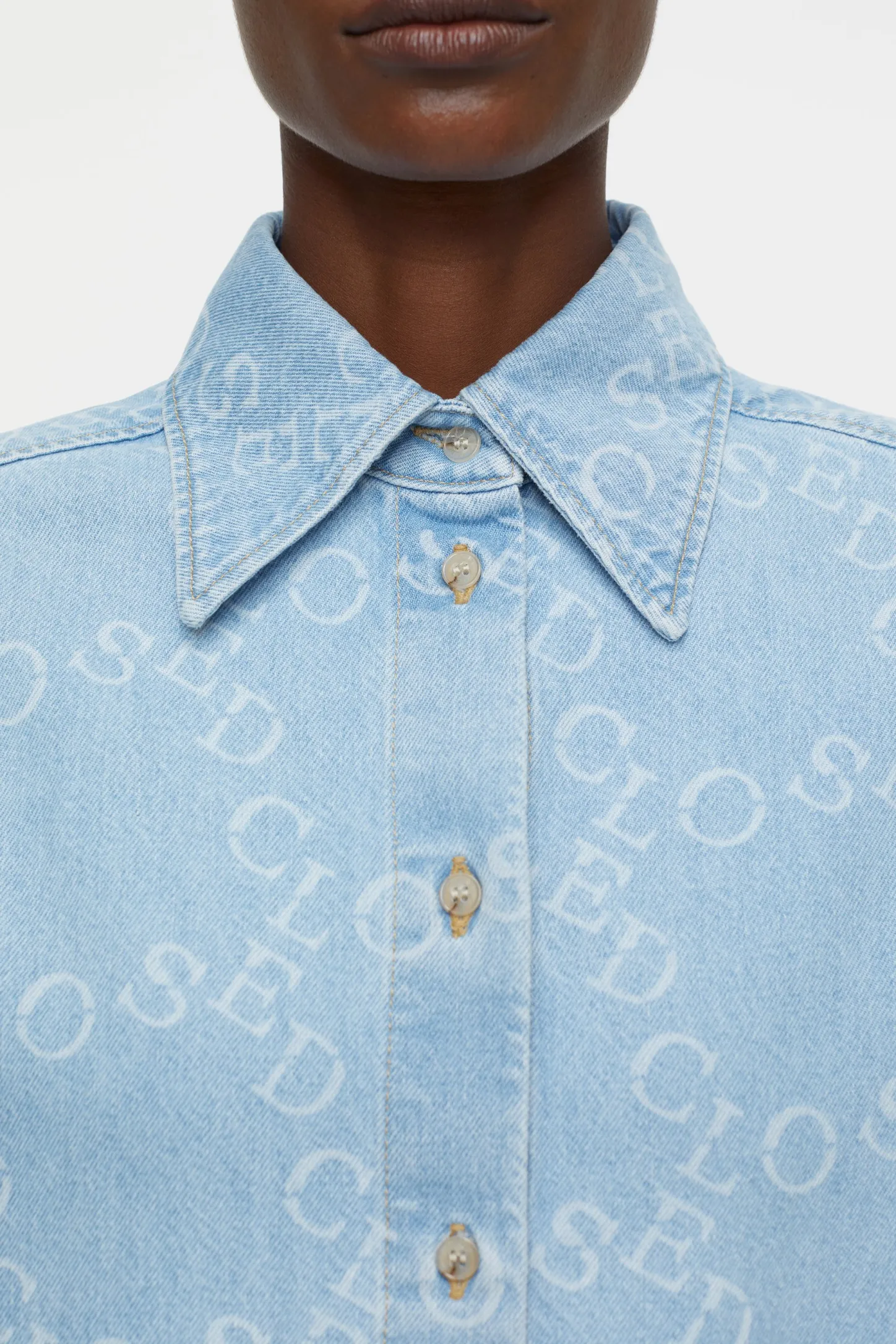 CLOSED Overhemden En Blouses>Denim Overhemd Met Logo Lichtblauw
