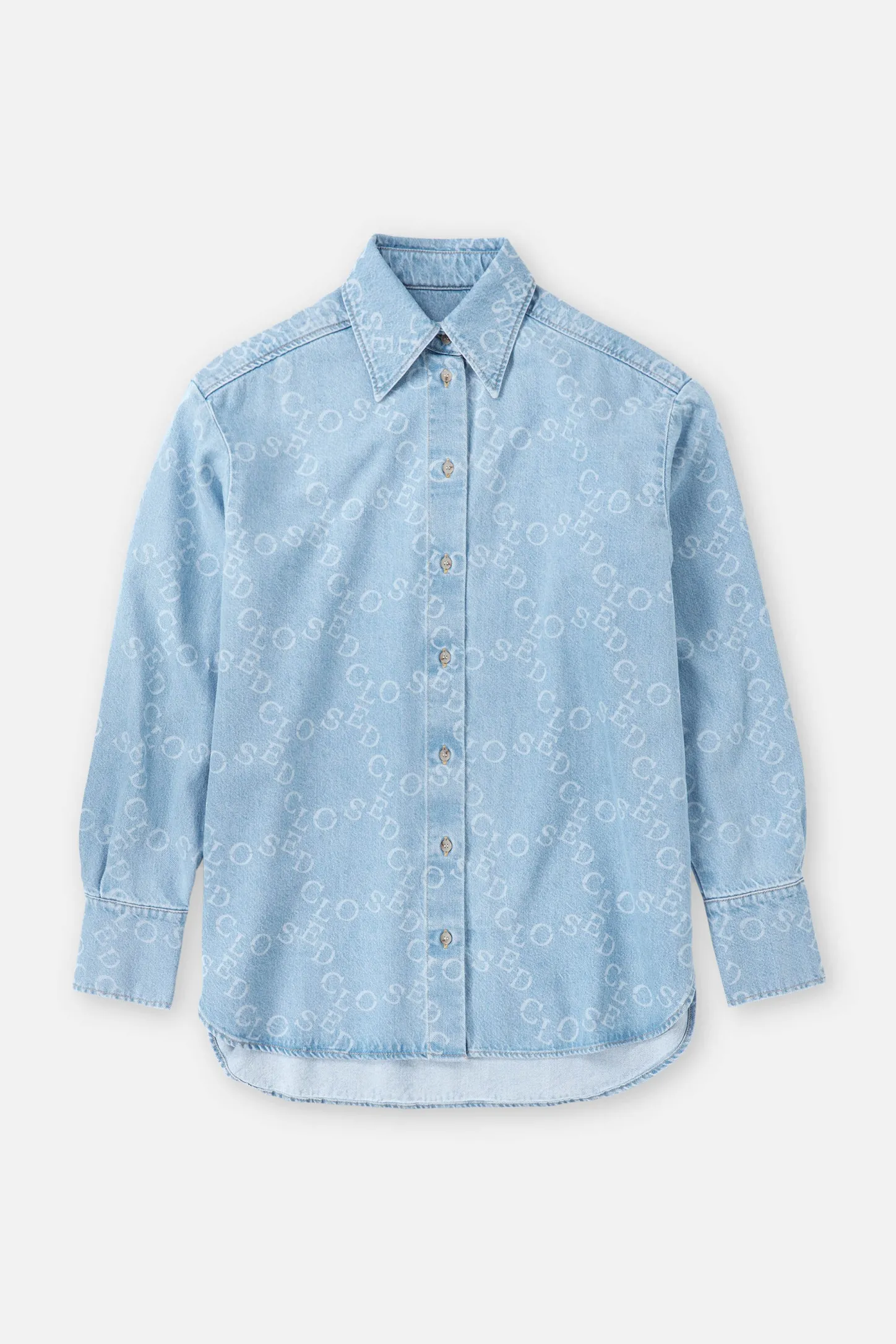 CLOSED Overhemden En Blouses>Denim Overhemd Met Logo Lichtblauw