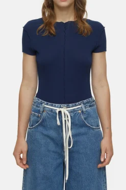 CLOSED T-Shirts>Fijne Ribtop Blauwe Ruimte