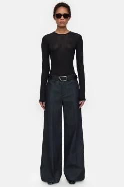 CLOSED T-Shirts>Geribbelde Lange Mouw Zwart