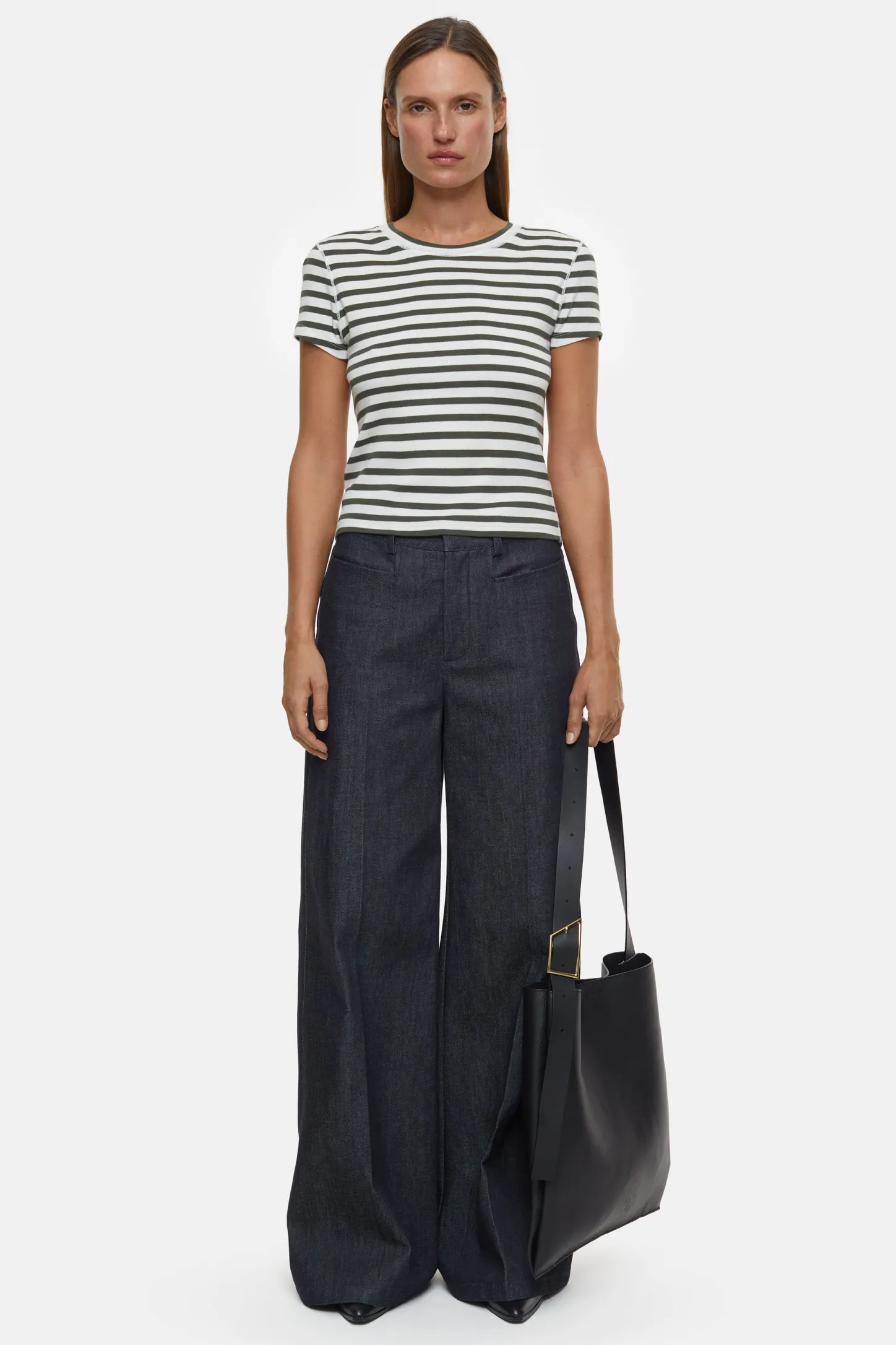 CLOSED T-Shirts>Gestreept T-Shirt Groen Onkruid