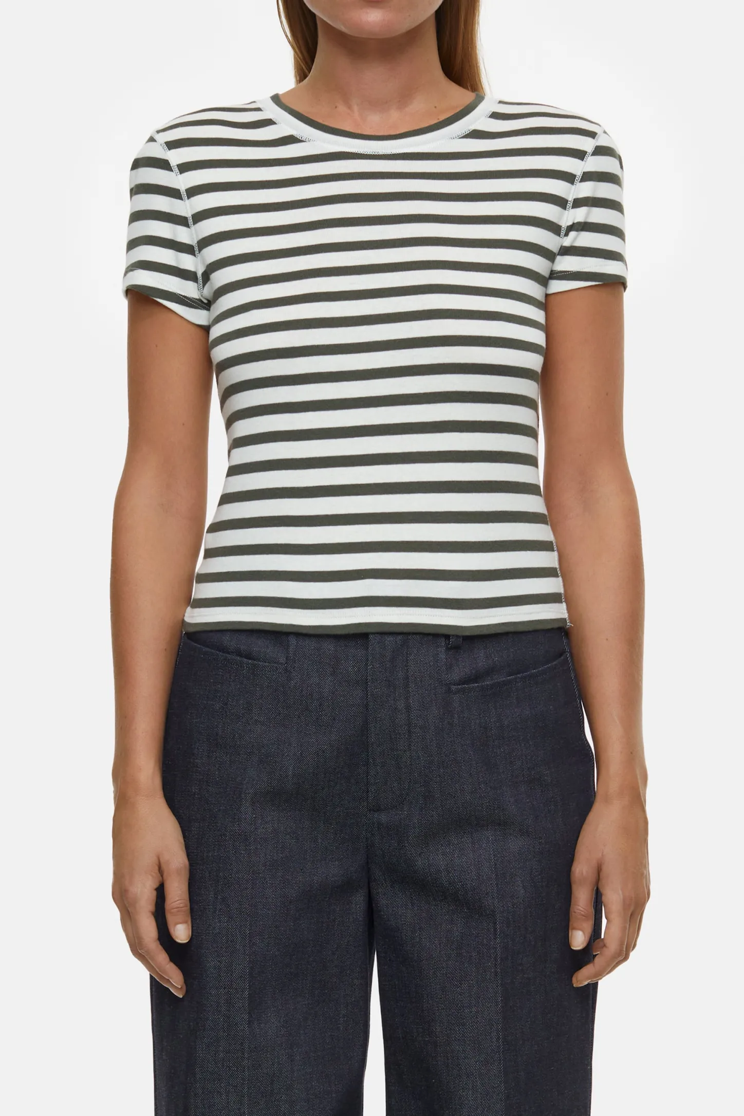 CLOSED T-Shirts>Gestreept T-Shirt Groen Onkruid