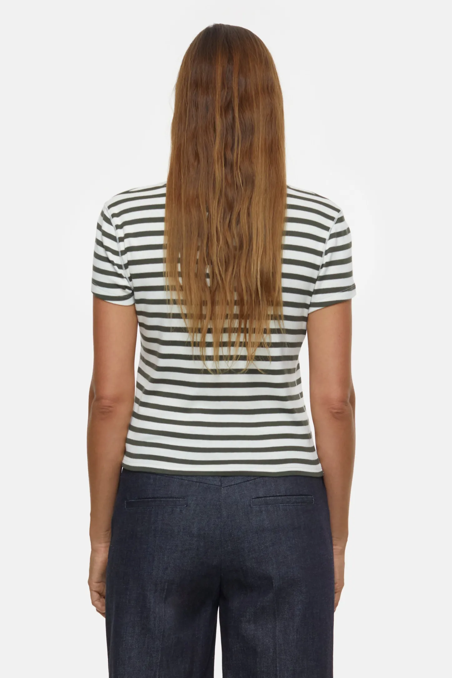 CLOSED T-Shirts>Gestreept T-Shirt Groen Onkruid