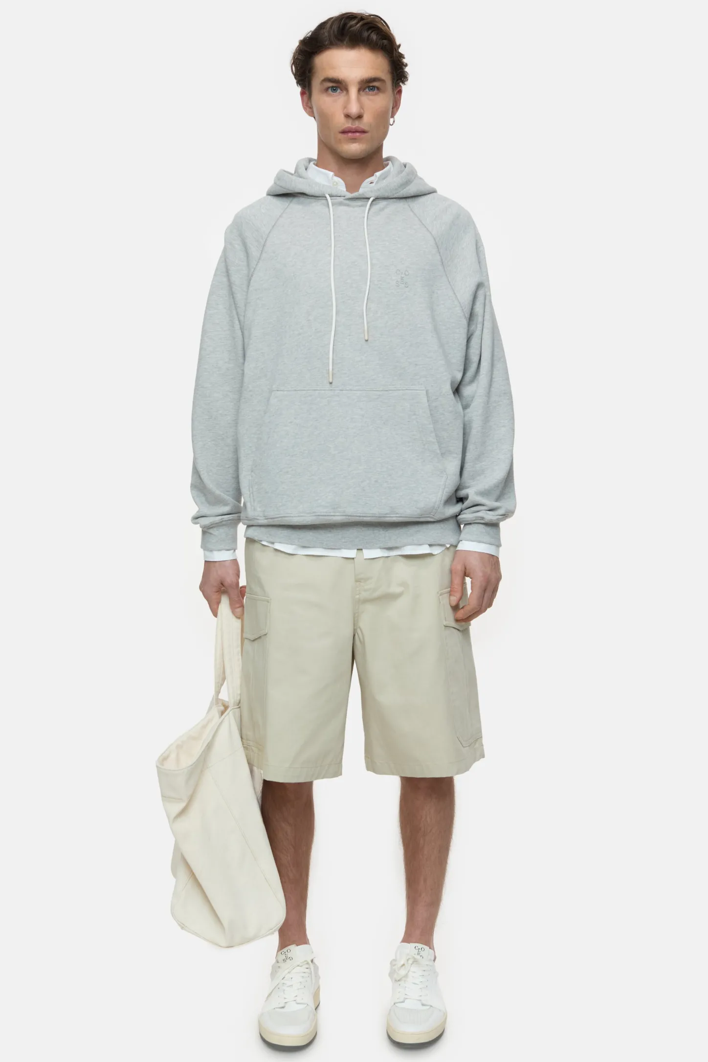 CLOSED Sweatshirts>Hoodie Met Logo Lichtgrijs Gemeleerd