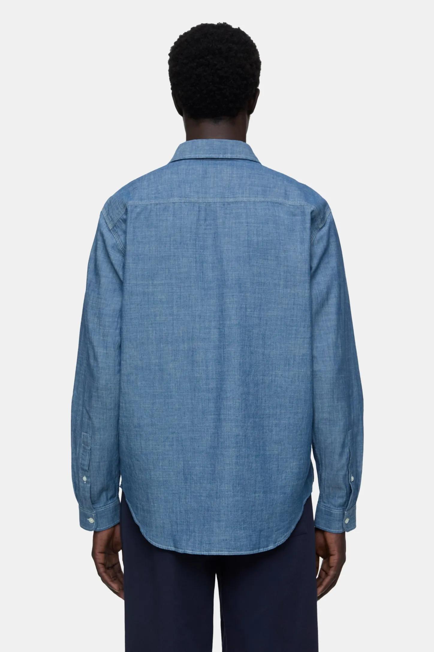 CLOSED Overhemden>Katoenen Chambray-Overhemd Midden Blauw