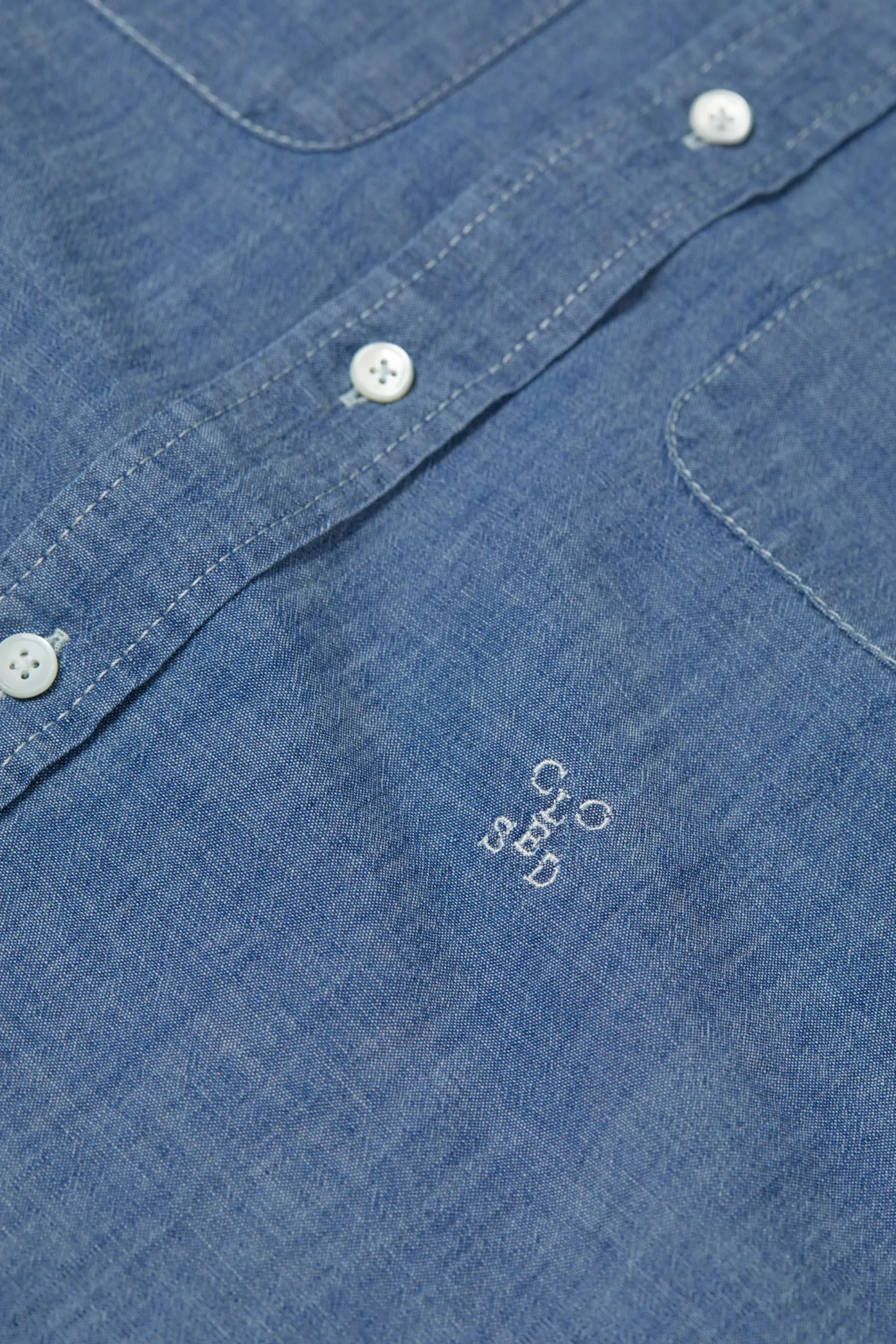 CLOSED Overhemden>Katoenen Chambray-Overhemd Midden Blauw