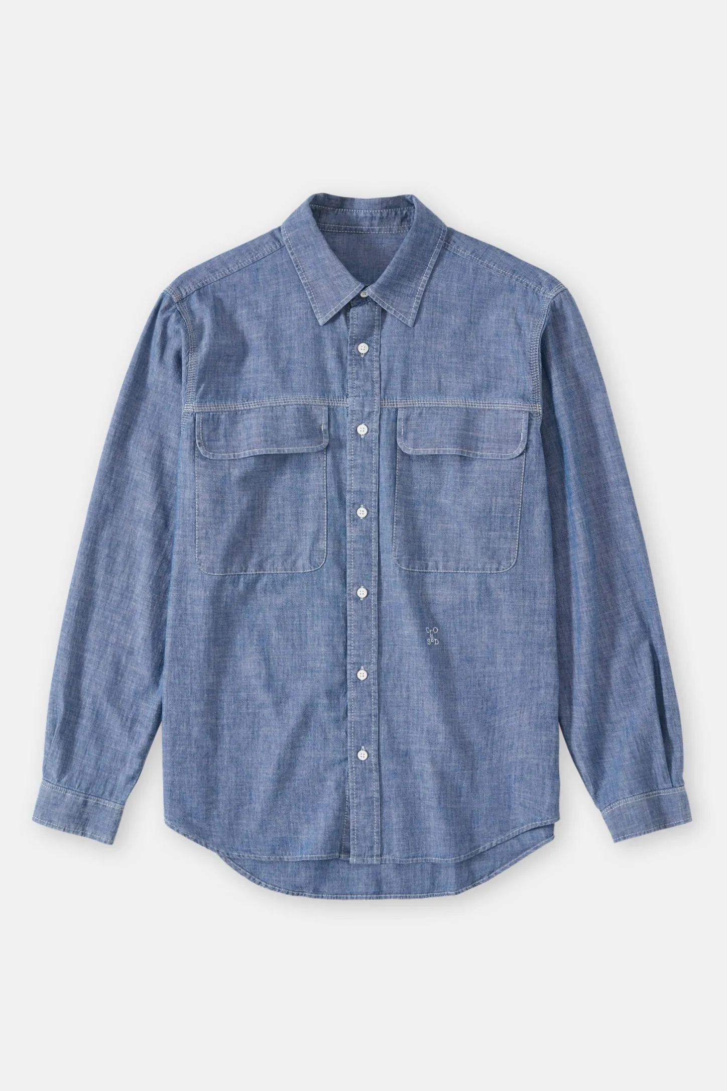 CLOSED Overhemden>Katoenen Chambray-Overhemd Midden Blauw