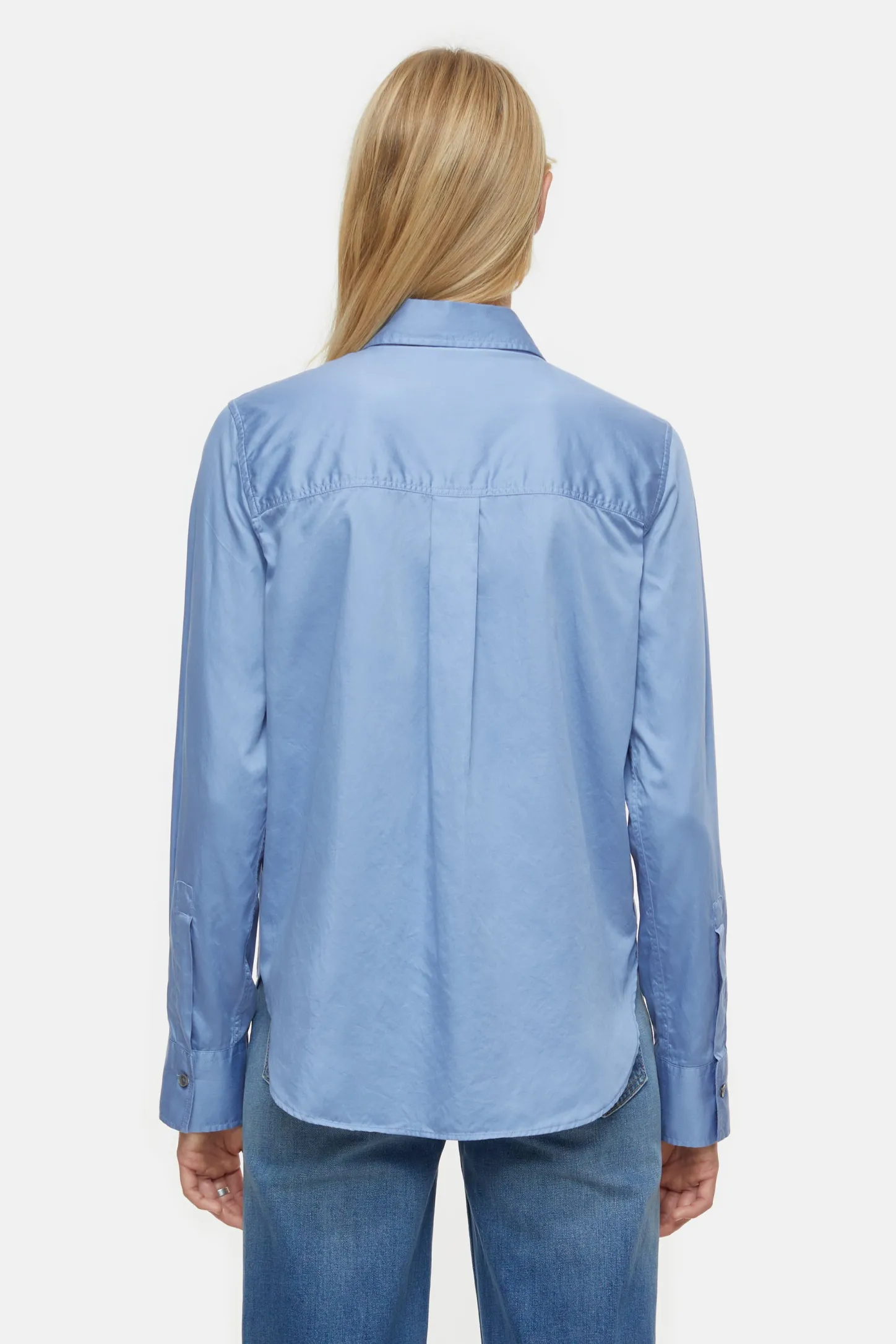 CLOSED Overhemden En Blouses>Katoenen Satijnen Blouse Blauwe Horizon