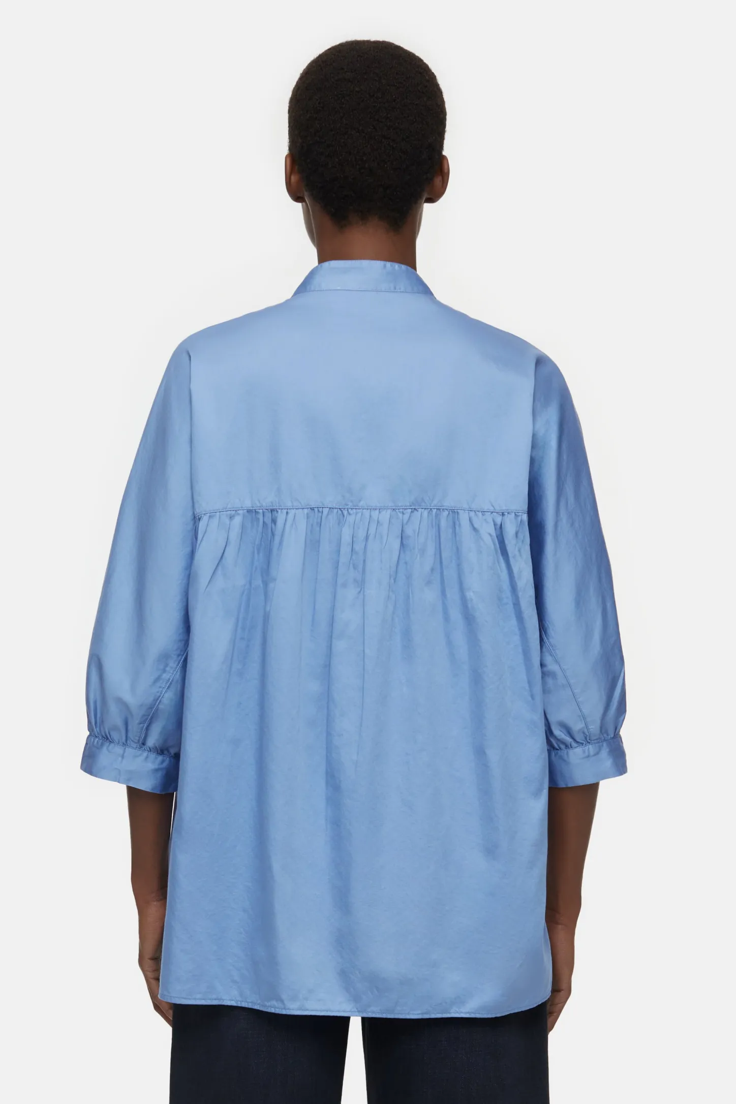 CLOSED Overhemden En Blouses>Katoenen Satijnen Blouse Blauwe Horizon