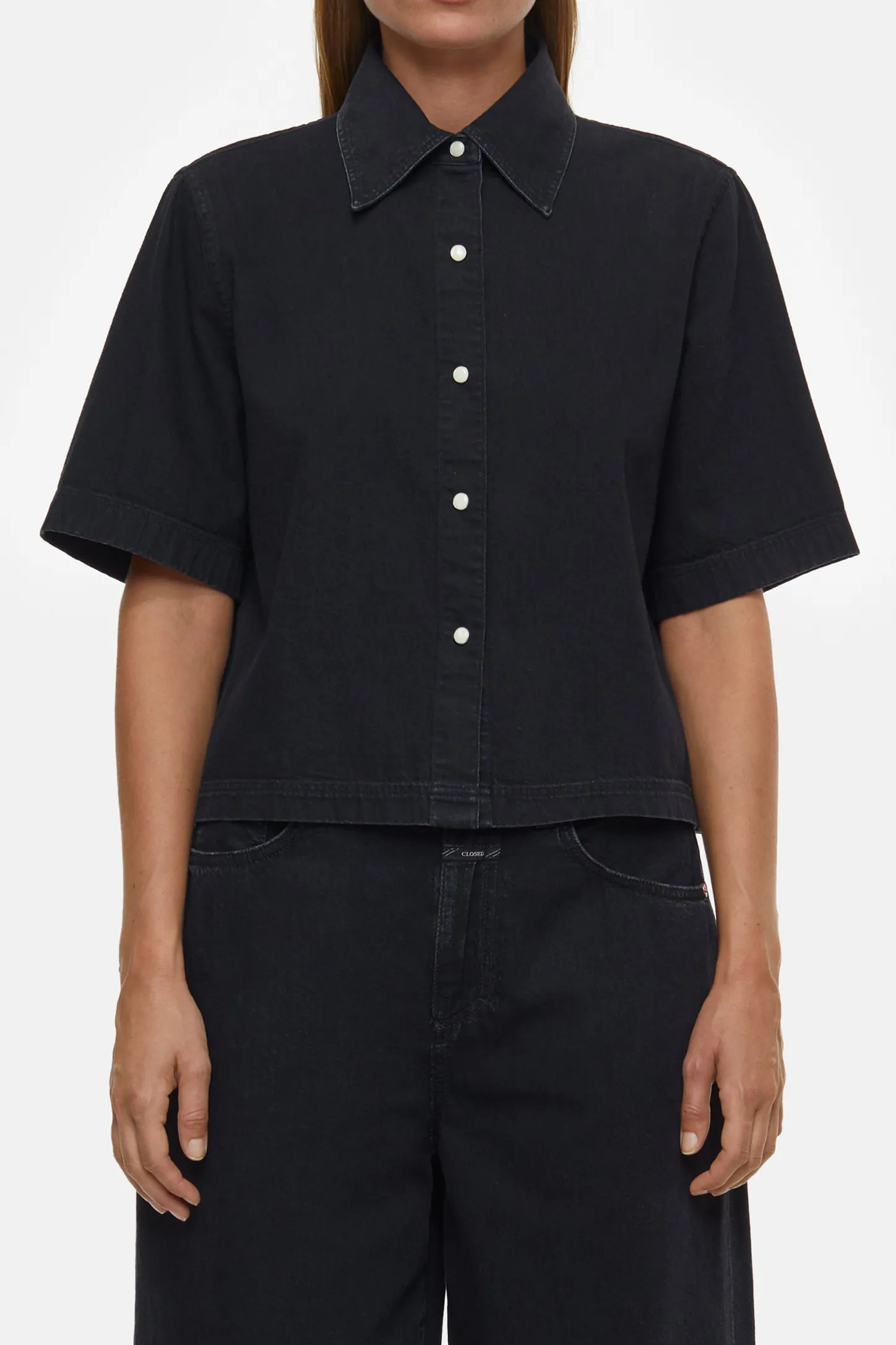 CLOSED Overhemden En Blouses>Korte Spijkerblouse Zwart