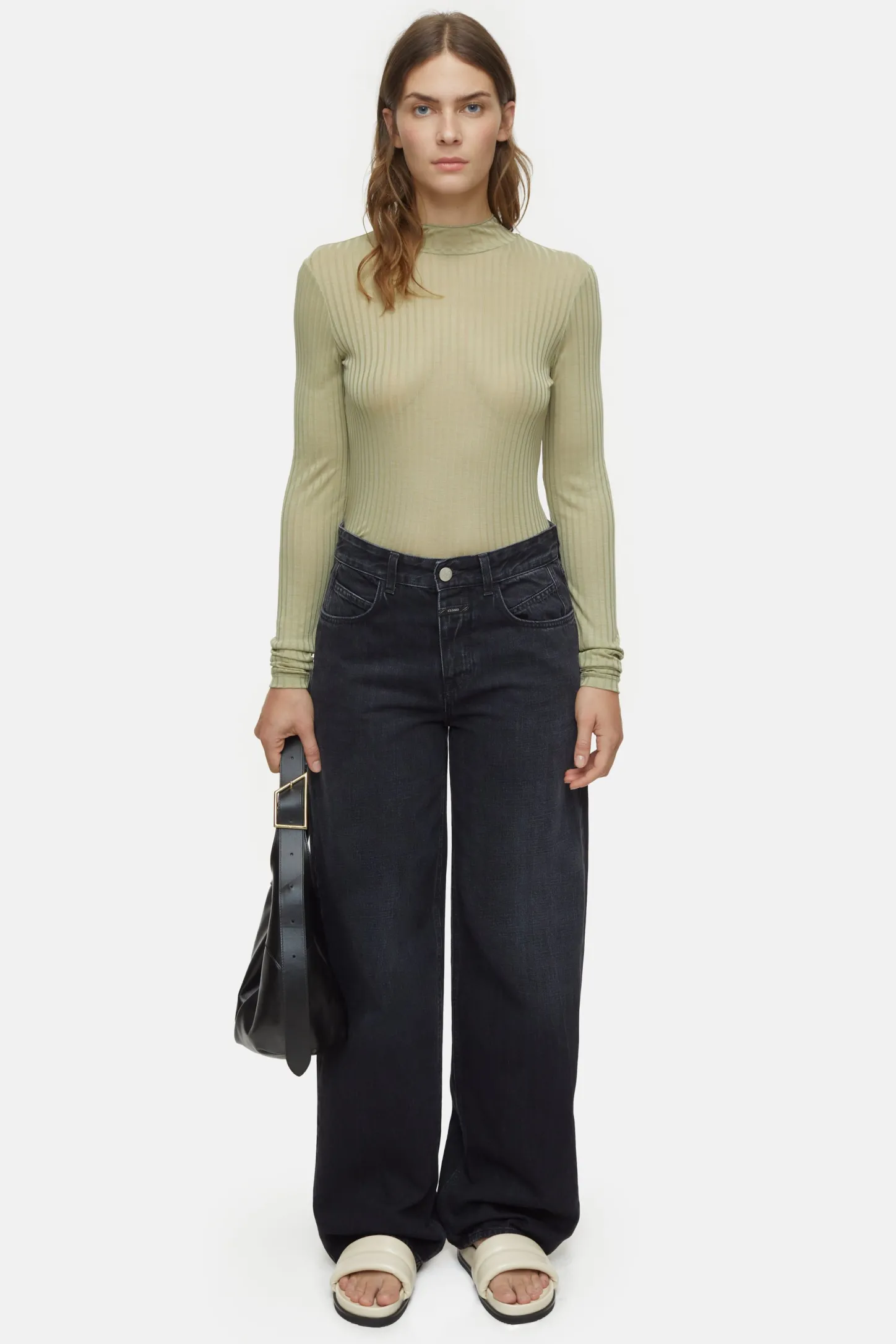 CLOSED T-Shirts>Lange Mouw Met Kraag Salie Jij