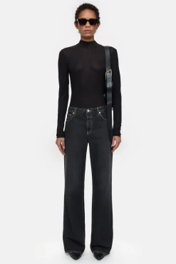 CLOSED T-Shirts>Lange Mouw Met Kraag Zwart