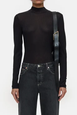 CLOSED T-Shirts>Lange Mouw Met Kraag Zwart