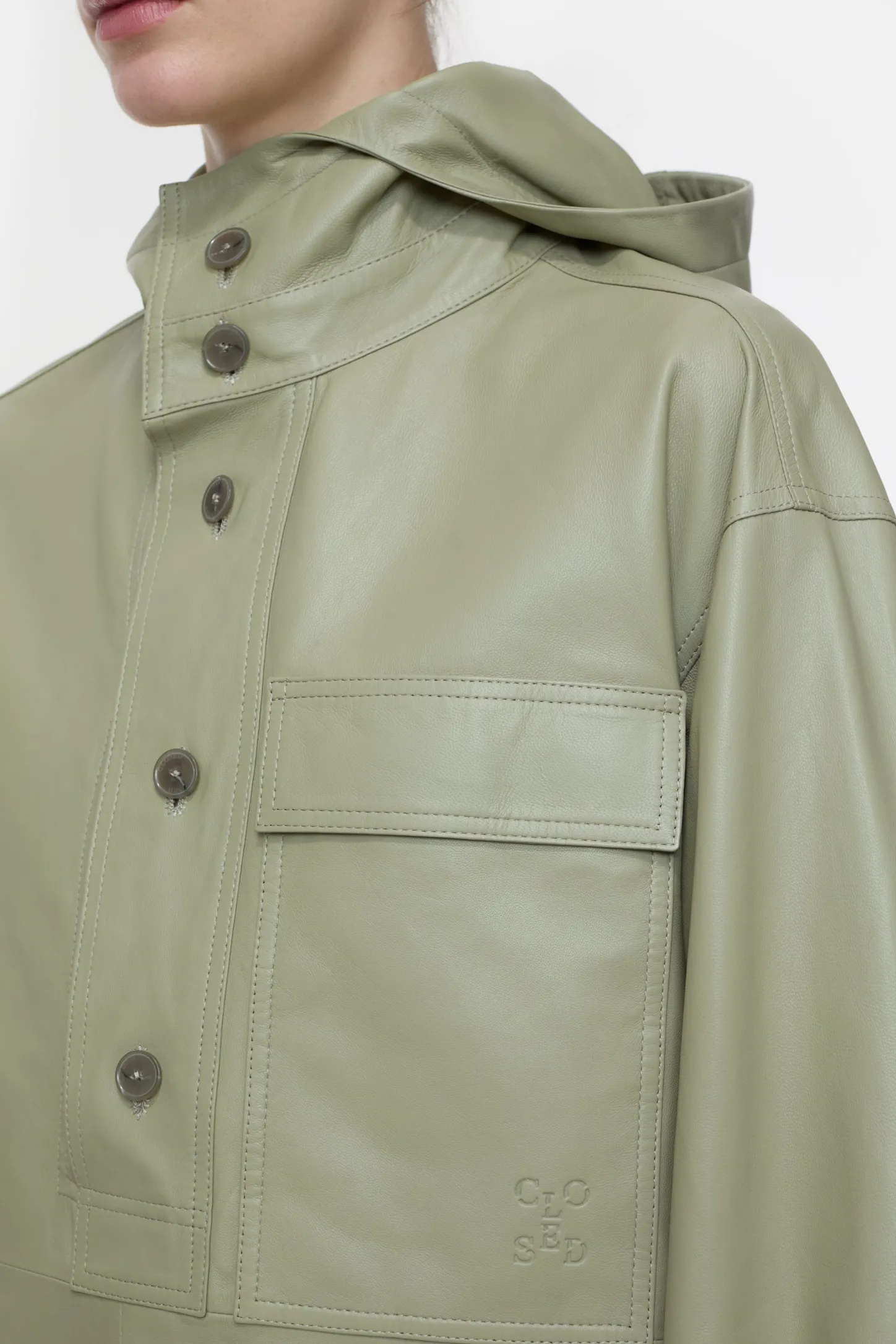 CLOSED Overhemden En Blouses>Leren Windjack Salie Jij