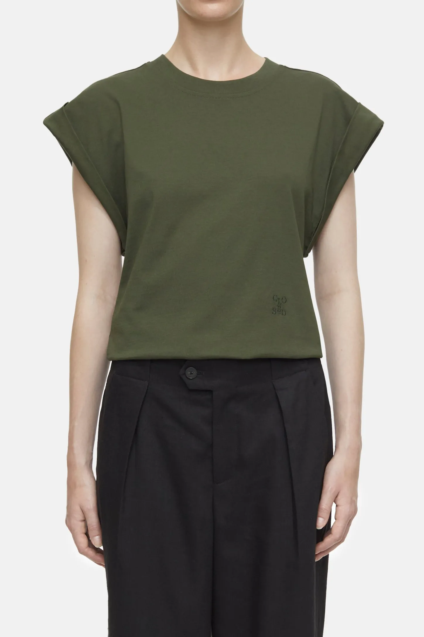 CLOSED T-Shirts>Mouwloze Top Groen Onkruid