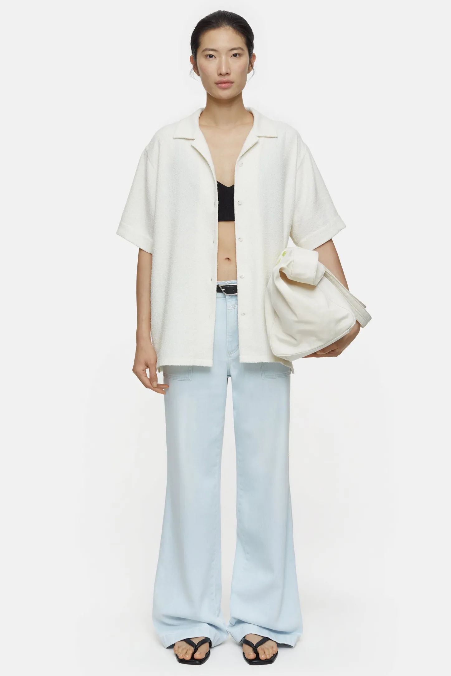 CLOSED Overhemden En Blouses>Overhemdblouse Met Badstoflook Ivoor