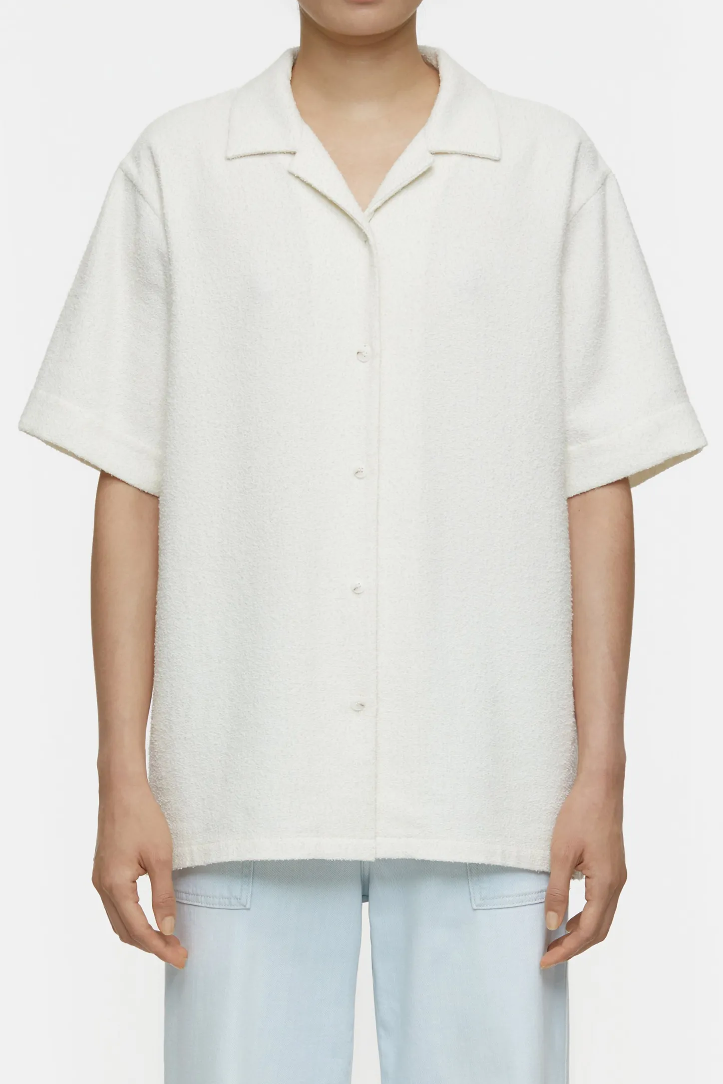 CLOSED Overhemden En Blouses>Overhemdblouse Met Badstoflook Ivoor