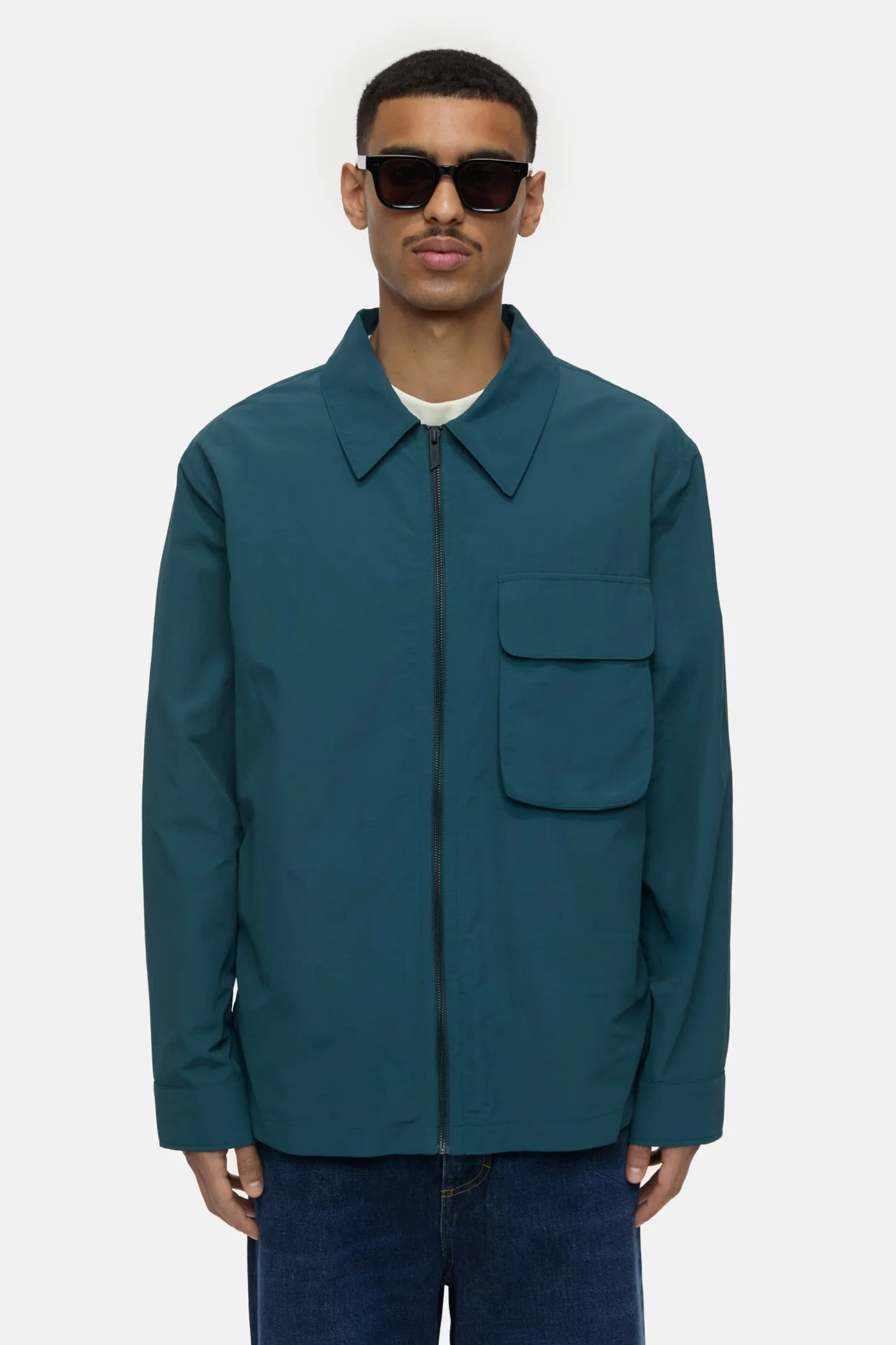 CLOSED Jassen En Jassen>Overshirt Van Nylon Middernacht Meer