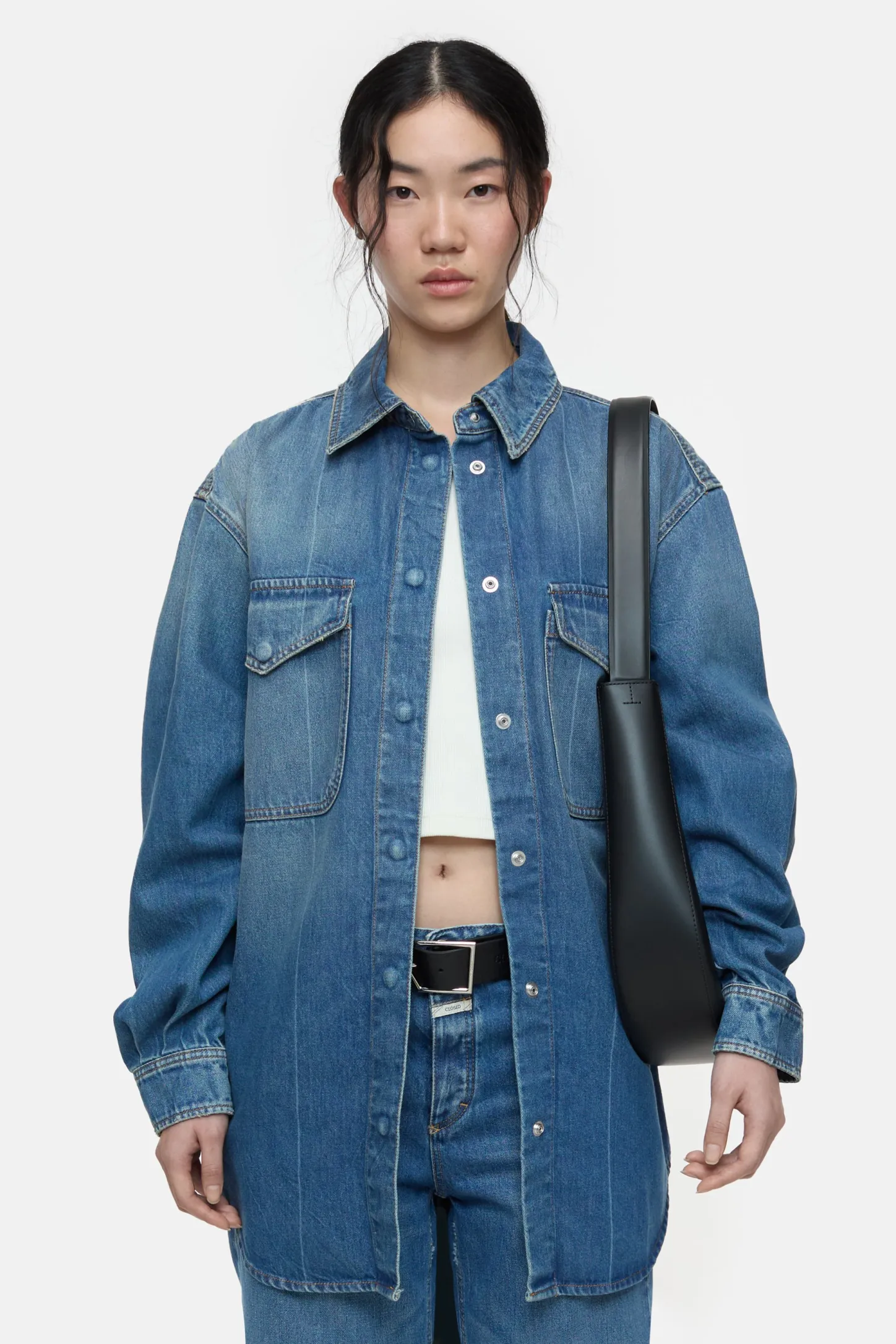 CLOSED Jassen En Jassen>Oversized Denimoverhemd Midden Blauw