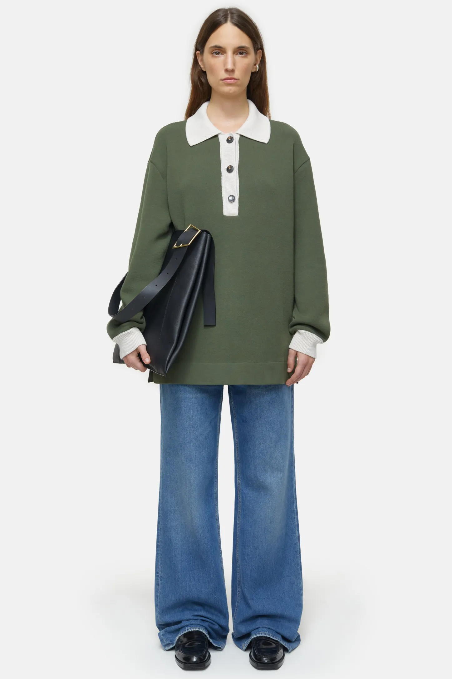 CLOSED Breisels>Poloshirt In Tweekleurige Look Groen Onkruid