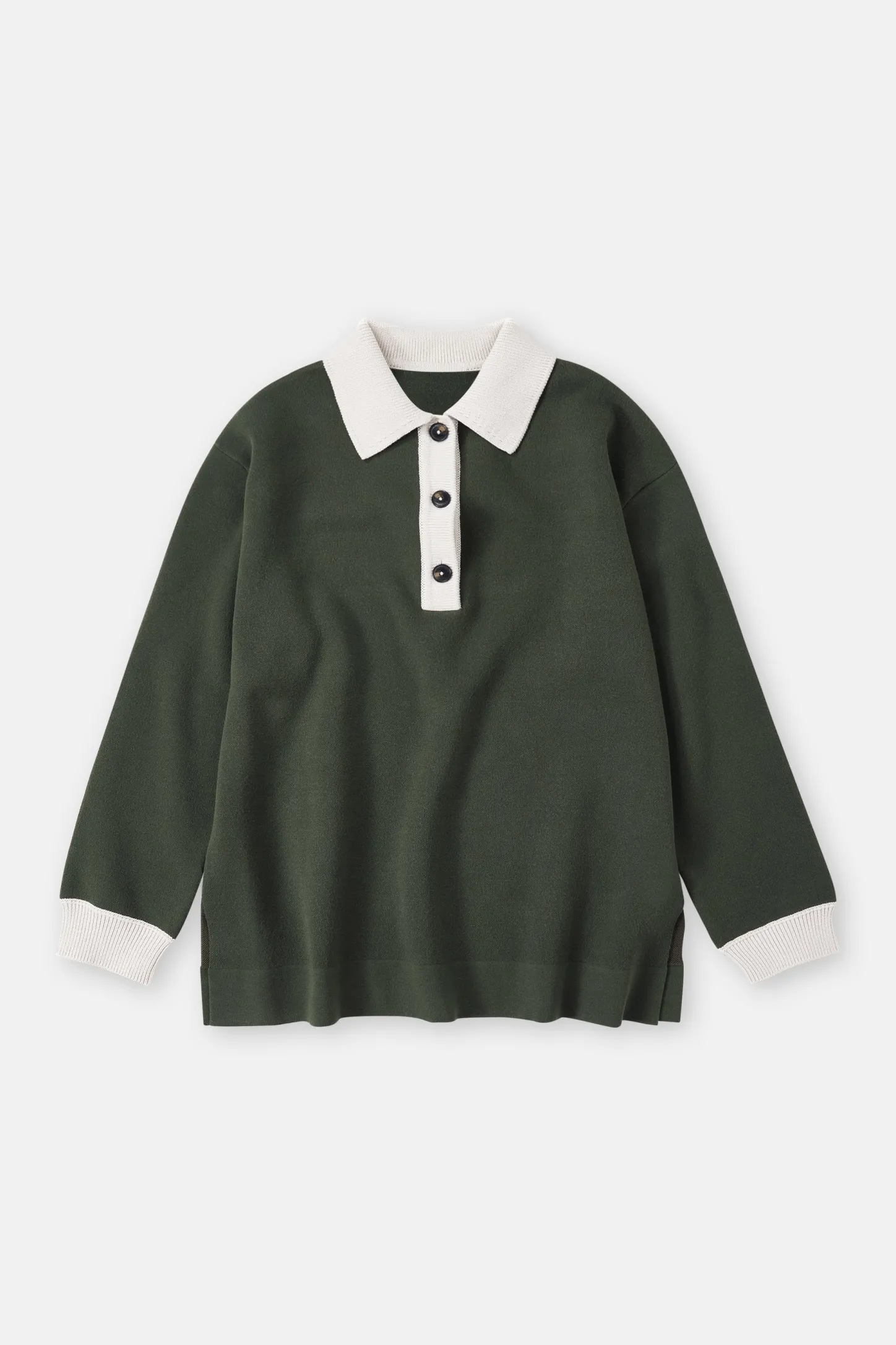 CLOSED Breisels>Poloshirt In Tweekleurige Look Groen Onkruid