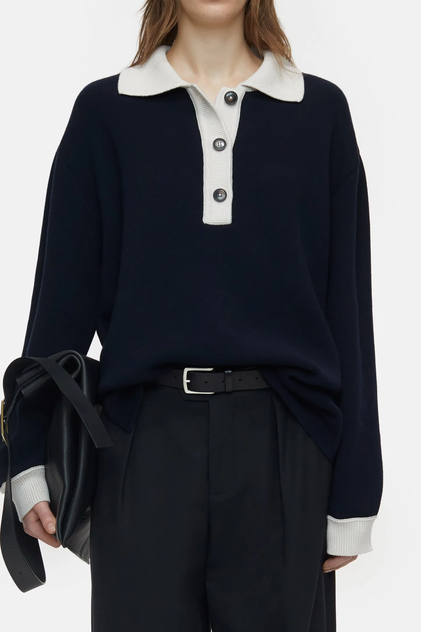 CLOSED Breisels>Poloshirt In Tweekleurige Look Donkere Nacht