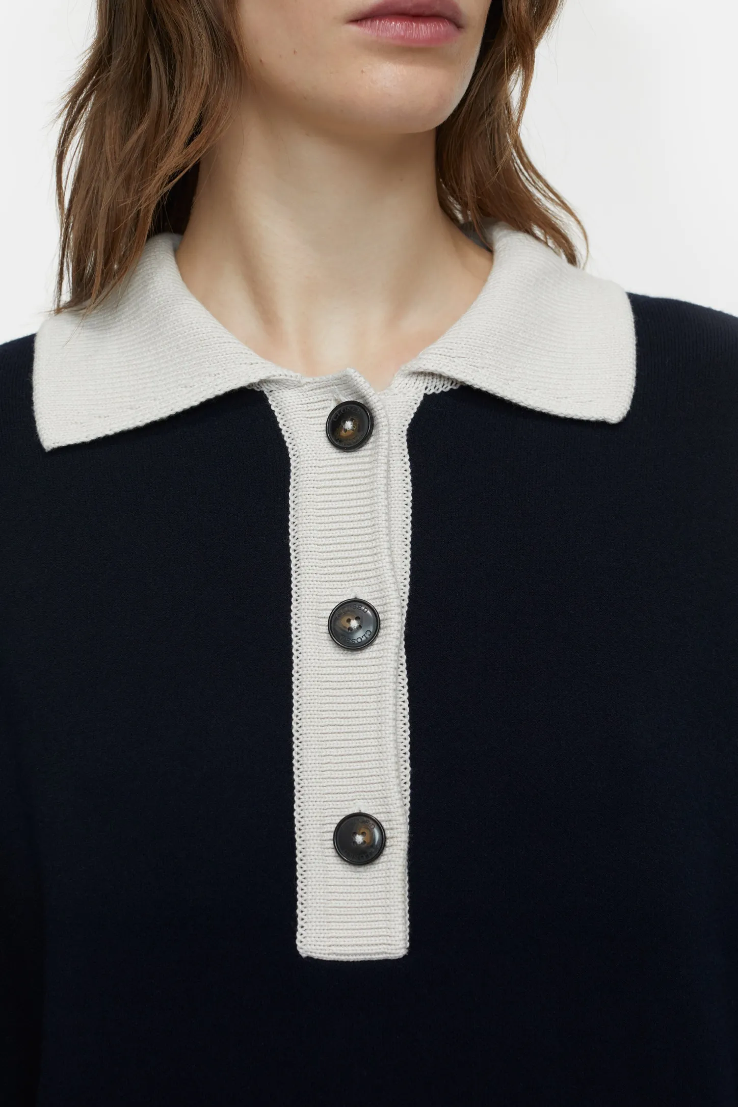 CLOSED Breisels>Poloshirt In Tweekleurige Look Donkere Nacht