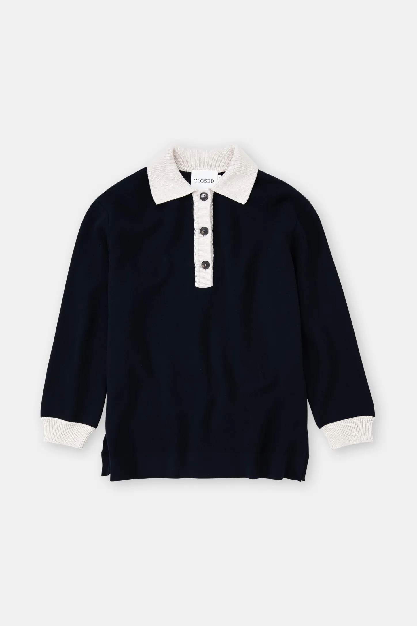 CLOSED Breisels>Poloshirt In Tweekleurige Look Donkere Nacht