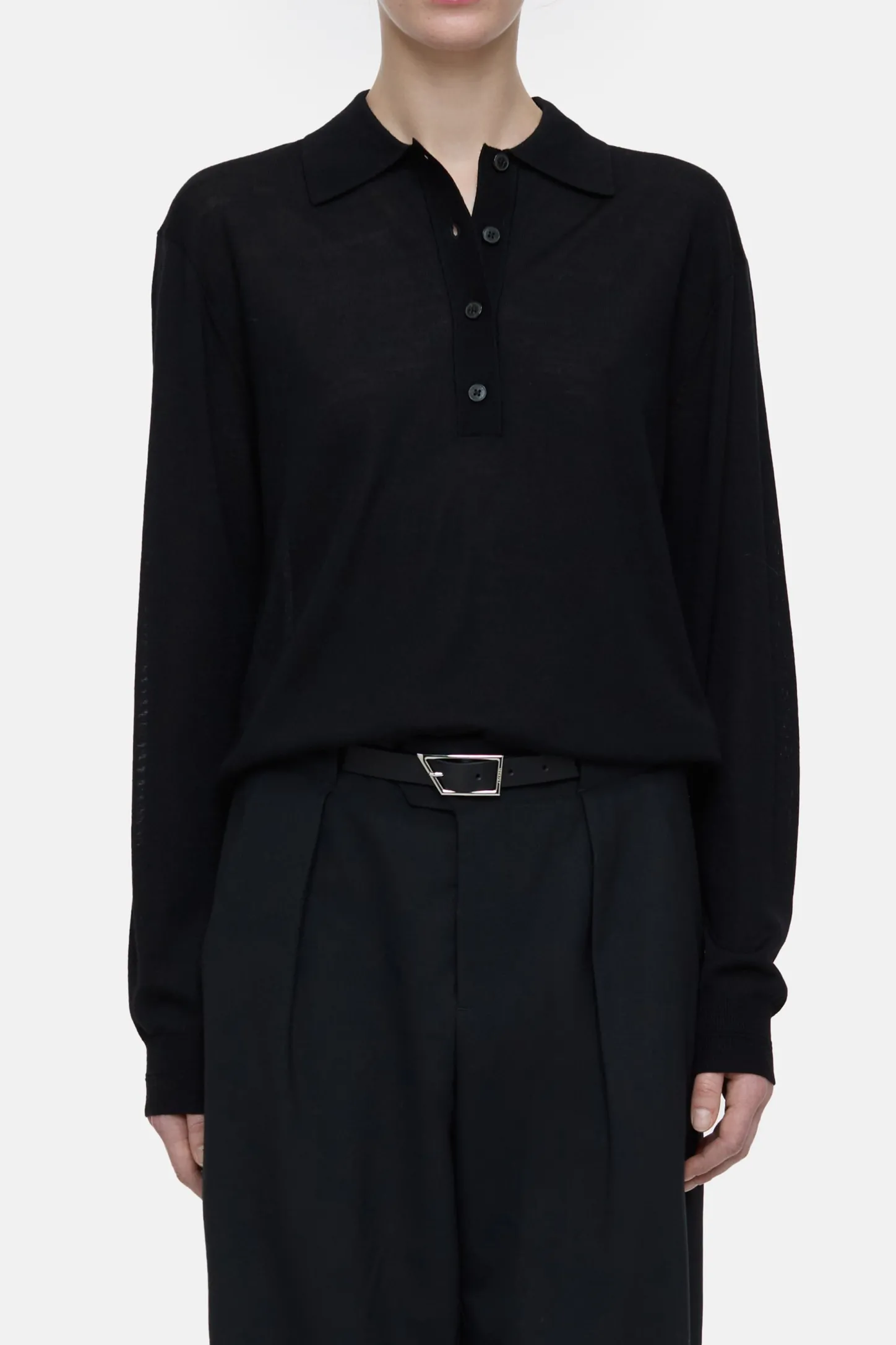 CLOSED Breisels>Poloshirt Van Biologische Wol Zwart