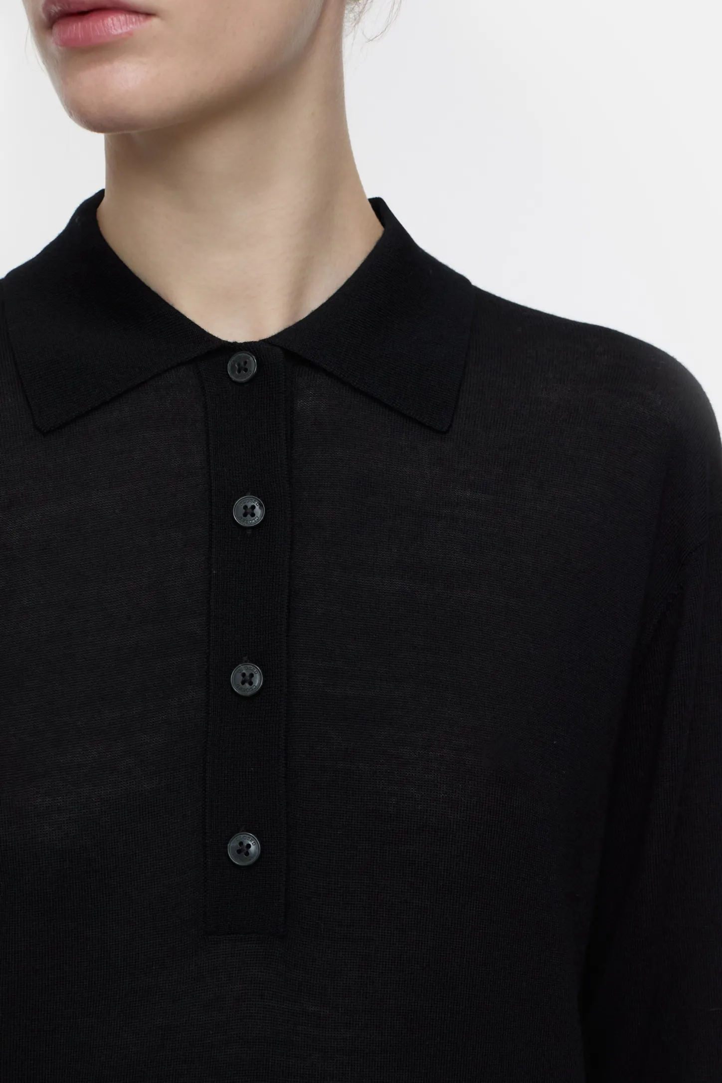 CLOSED Breisels>Poloshirt Van Biologische Wol Zwart
