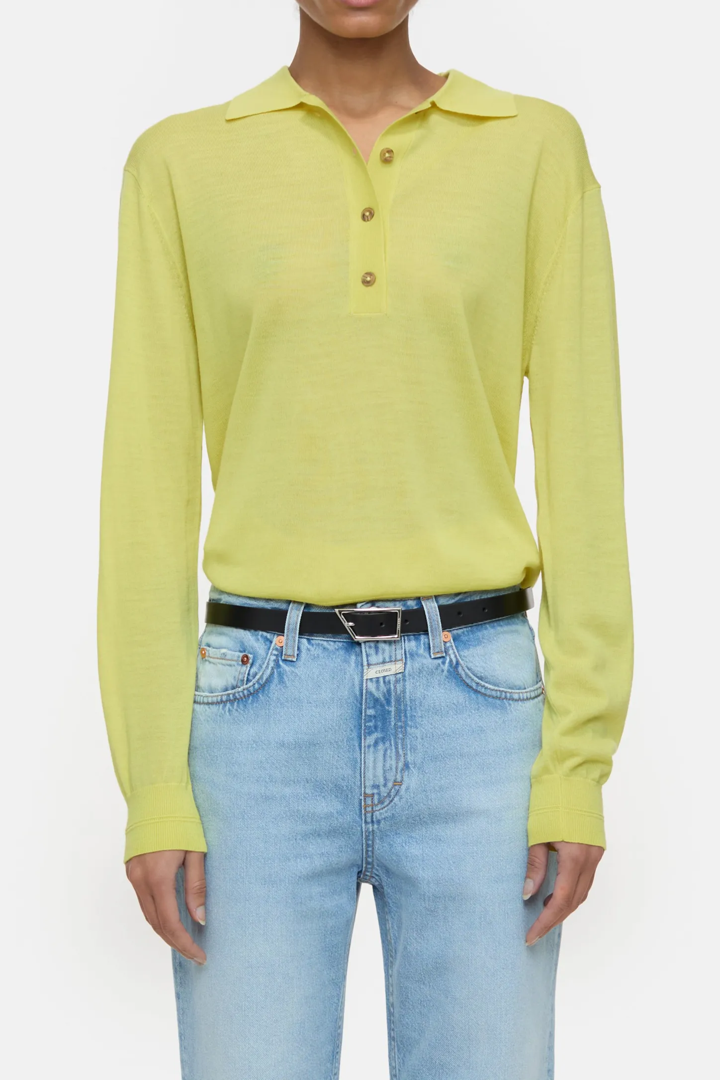 CLOSED Breisels>Poloshirt Van Biologische Wol Primair Geel