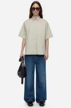 CLOSED Overhemden En Blouses>Poplin Blouse Met Korte Mouwen Aangespoelde Kust