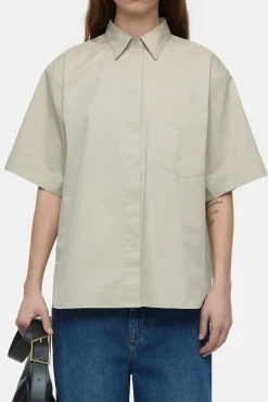 CLOSED Overhemden En Blouses>Poplin Blouse Met Korte Mouwen Aangespoelde Kust