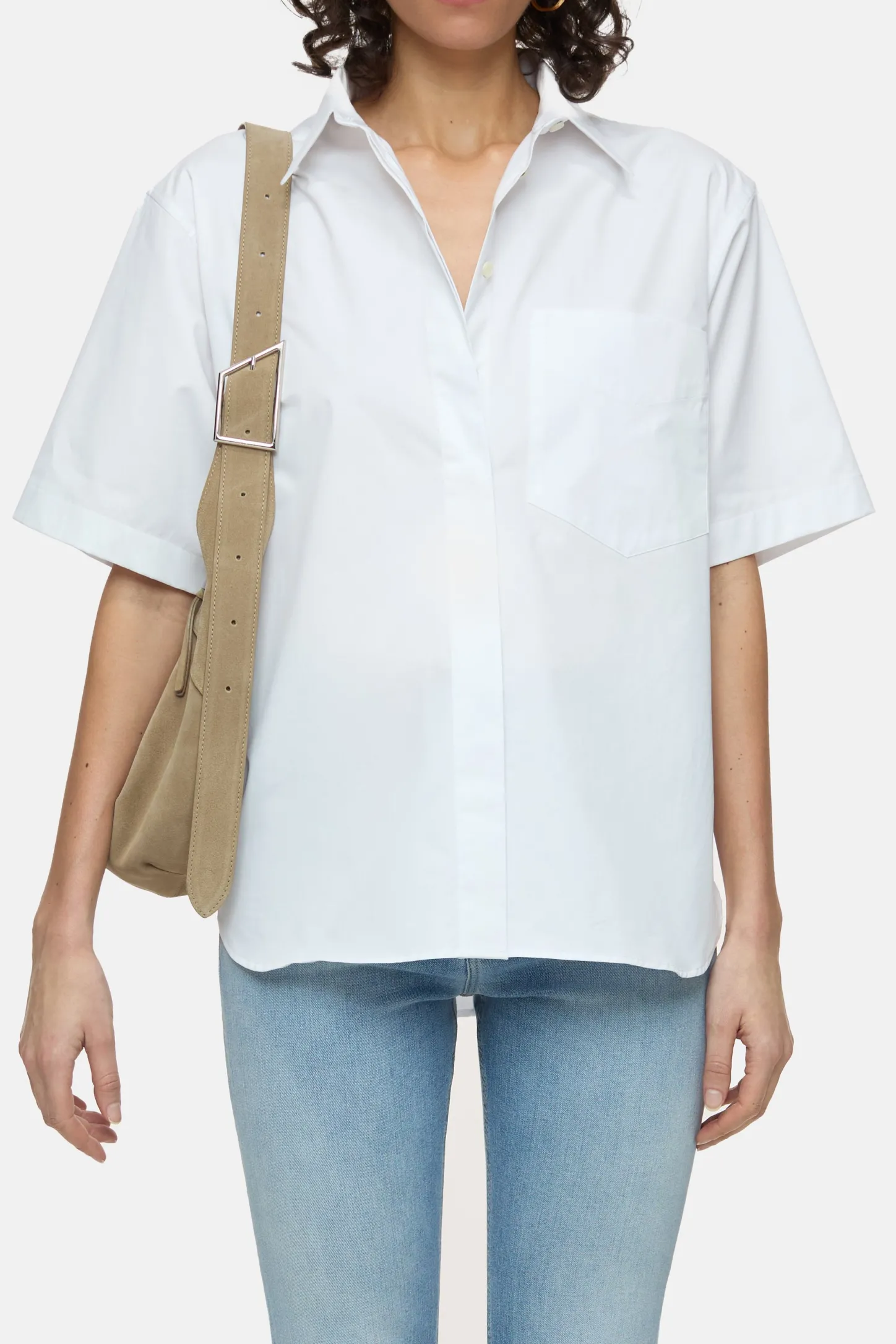 CLOSED Overhemden En Blouses>Poplin Blouse Met Korte Mouwen Verstand