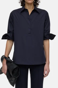 CLOSED Overhemden En Blouses>Poplin Tuniekblouse Donkere Nacht
