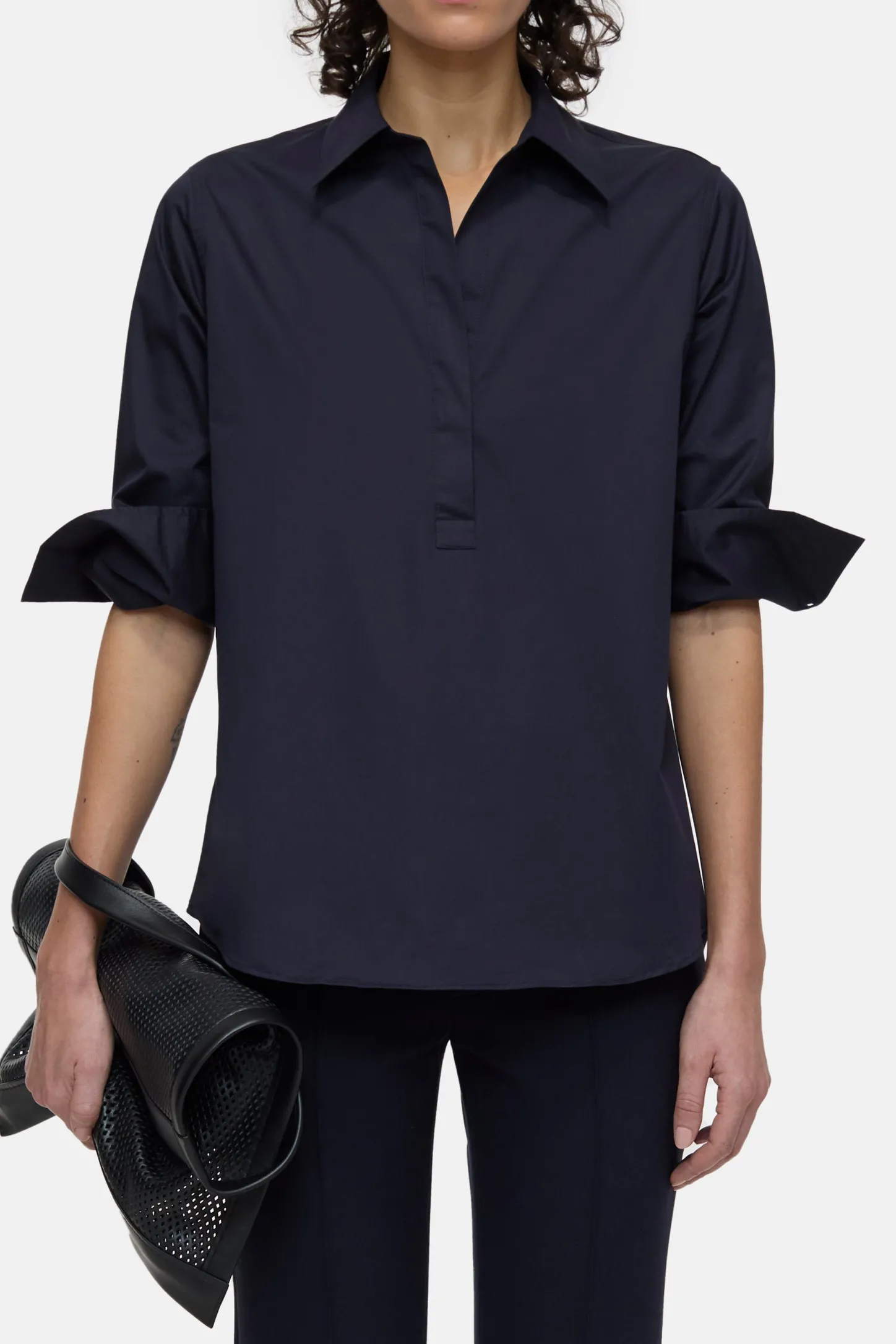 CLOSED Overhemden En Blouses>Poplin Tuniekblouse Donkere Nacht