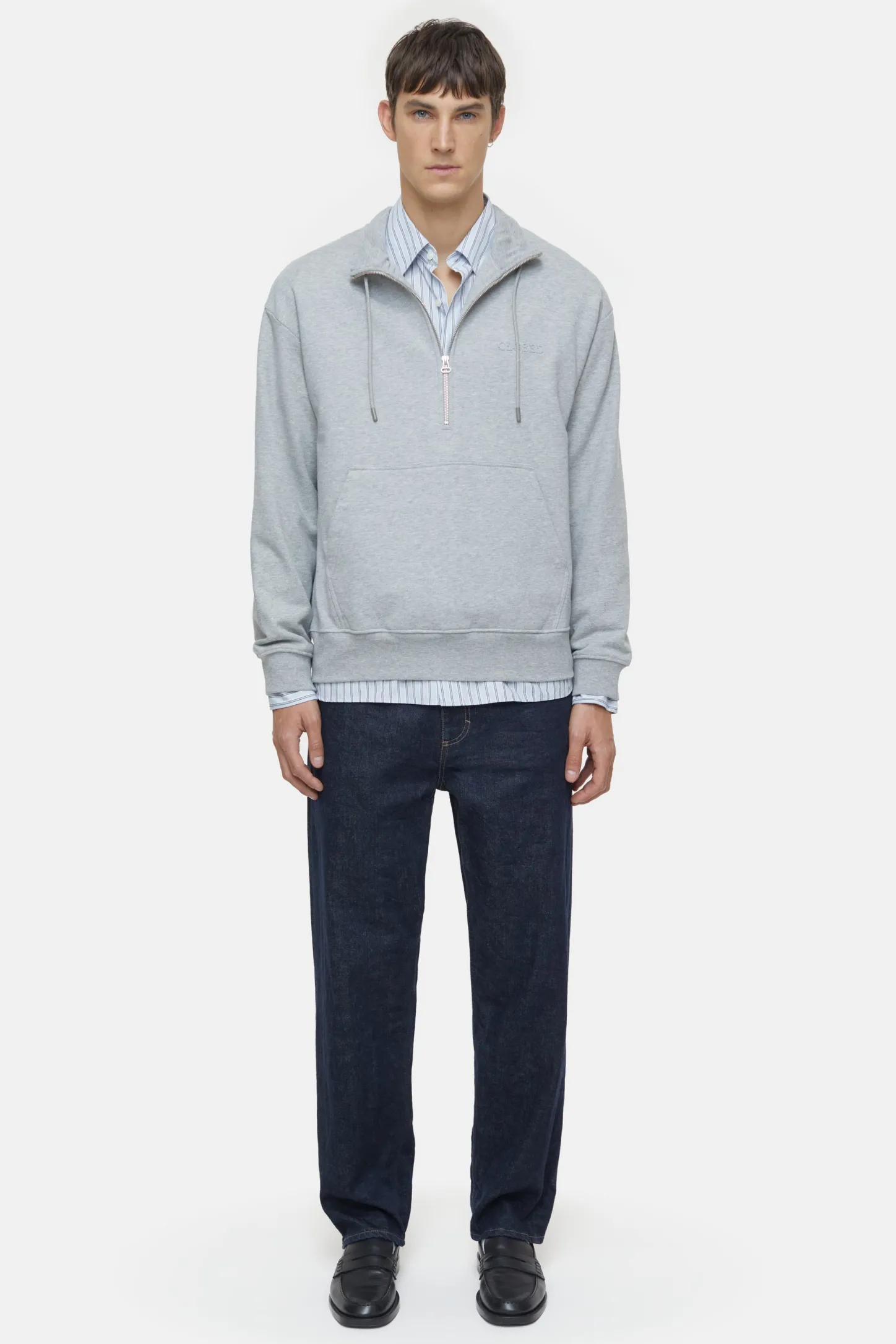 CLOSED Sweatshirts>Sweatshirt Met Halve Rits Lichtgrijs Gemeleerd