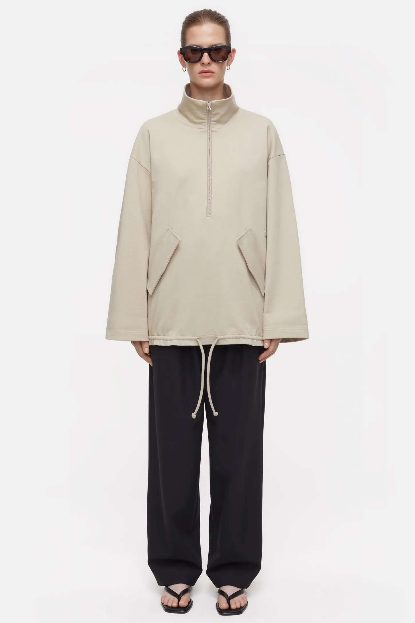 CLOSED Sweatshirts>Sweatshirt Met Halve Rits Beton