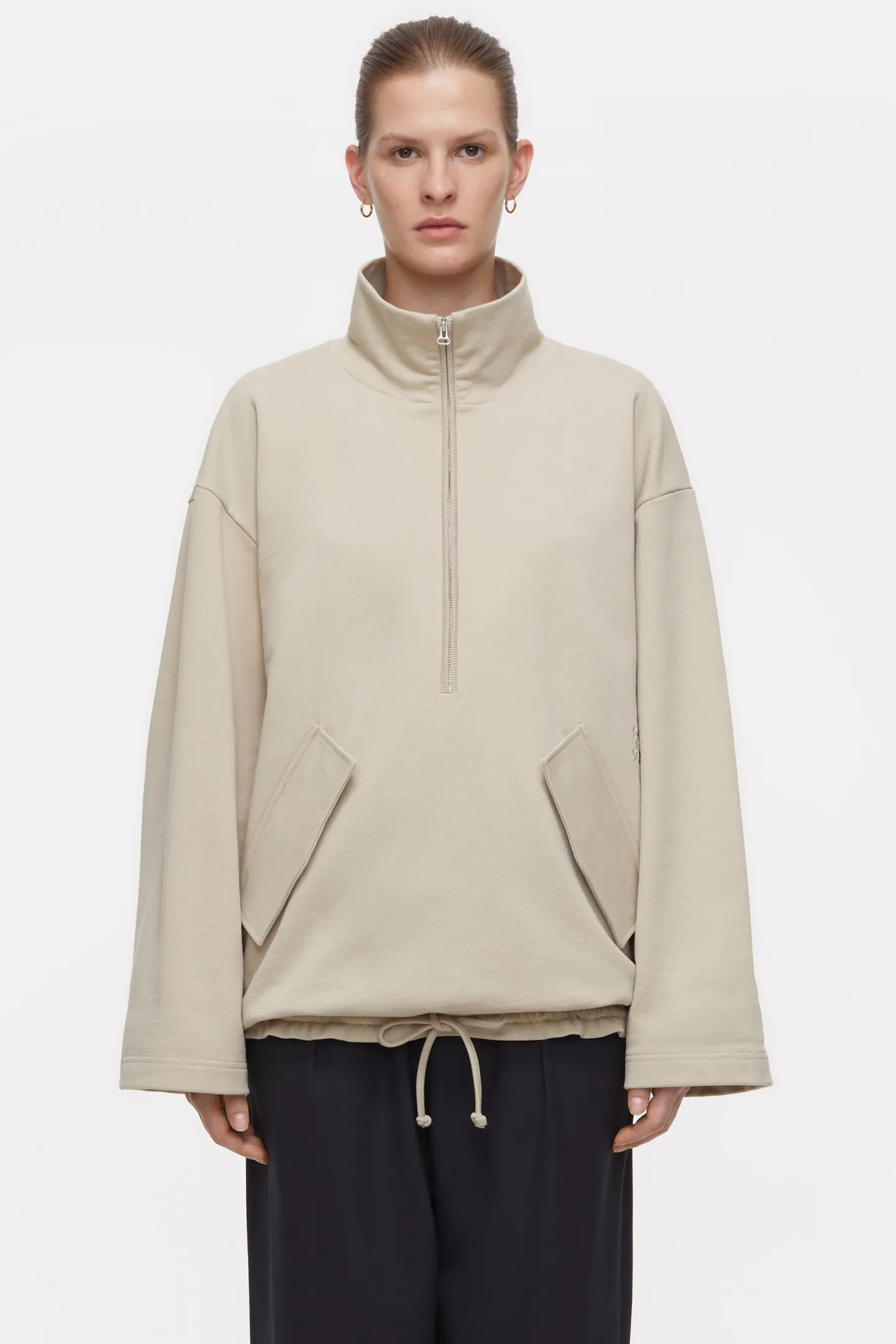 CLOSED Sweatshirts>Sweatshirt Met Halve Rits Beton