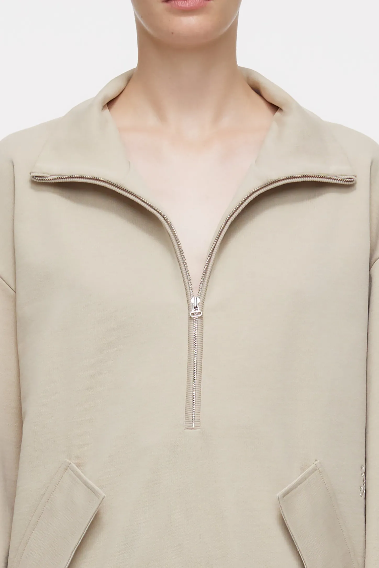 CLOSED Sweatshirts>Sweatshirt Met Halve Rits Beton