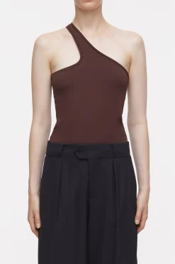 CLOSED T-Shirts>Top Met Een Schouder Koude Chocolademelk