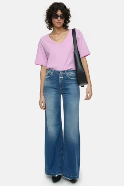 CLOSED T-Shirts>T-Shirt Met V-Hals Roze Pony